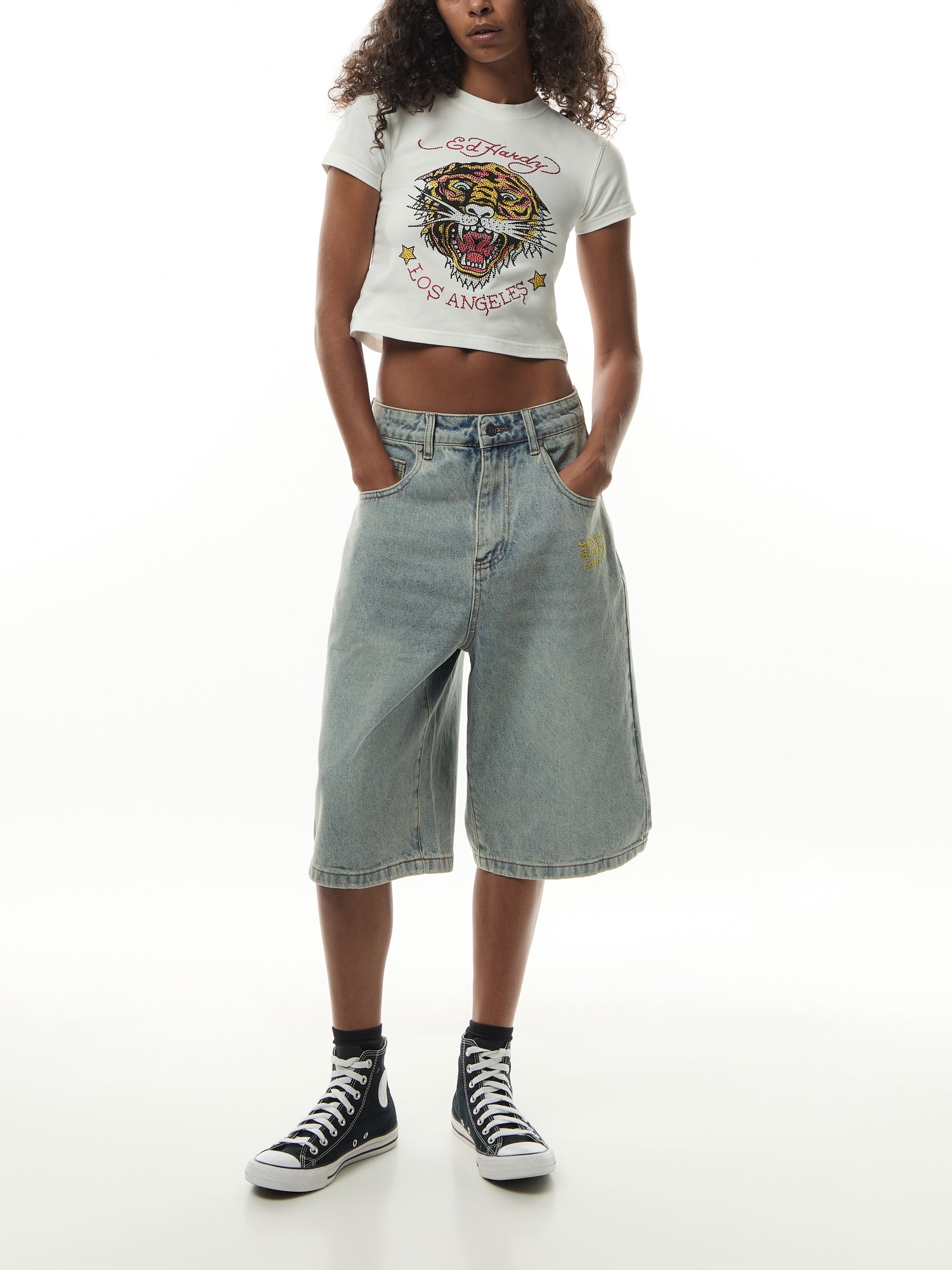 La-Roar-Tiger Diamante Cropped Baby T-shirt