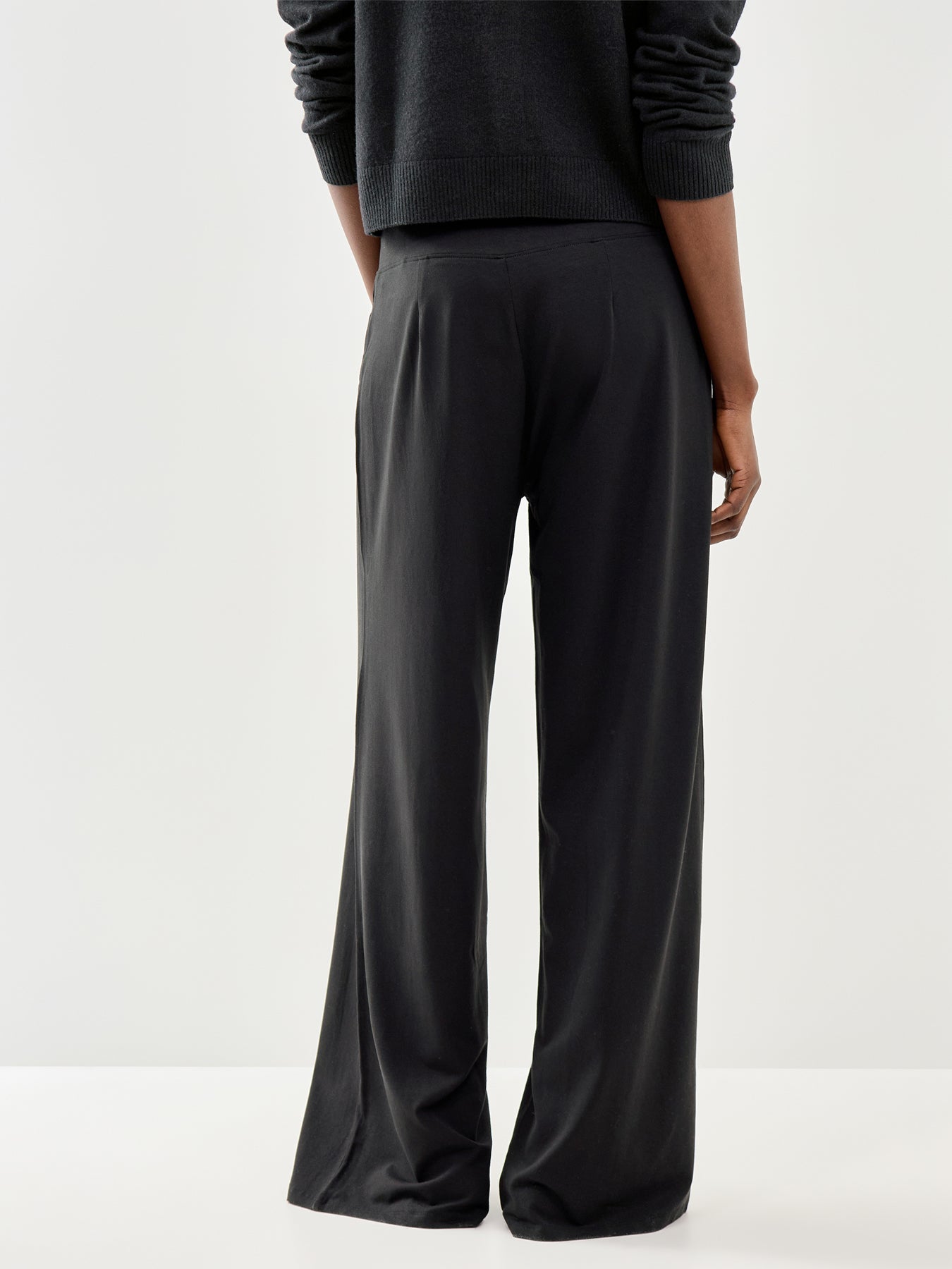 High Waisted Wide F/L Pant Black