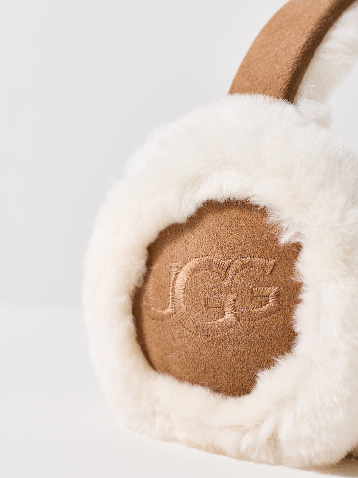 Sheepskin Embroidered Earmuffs - Chestnut