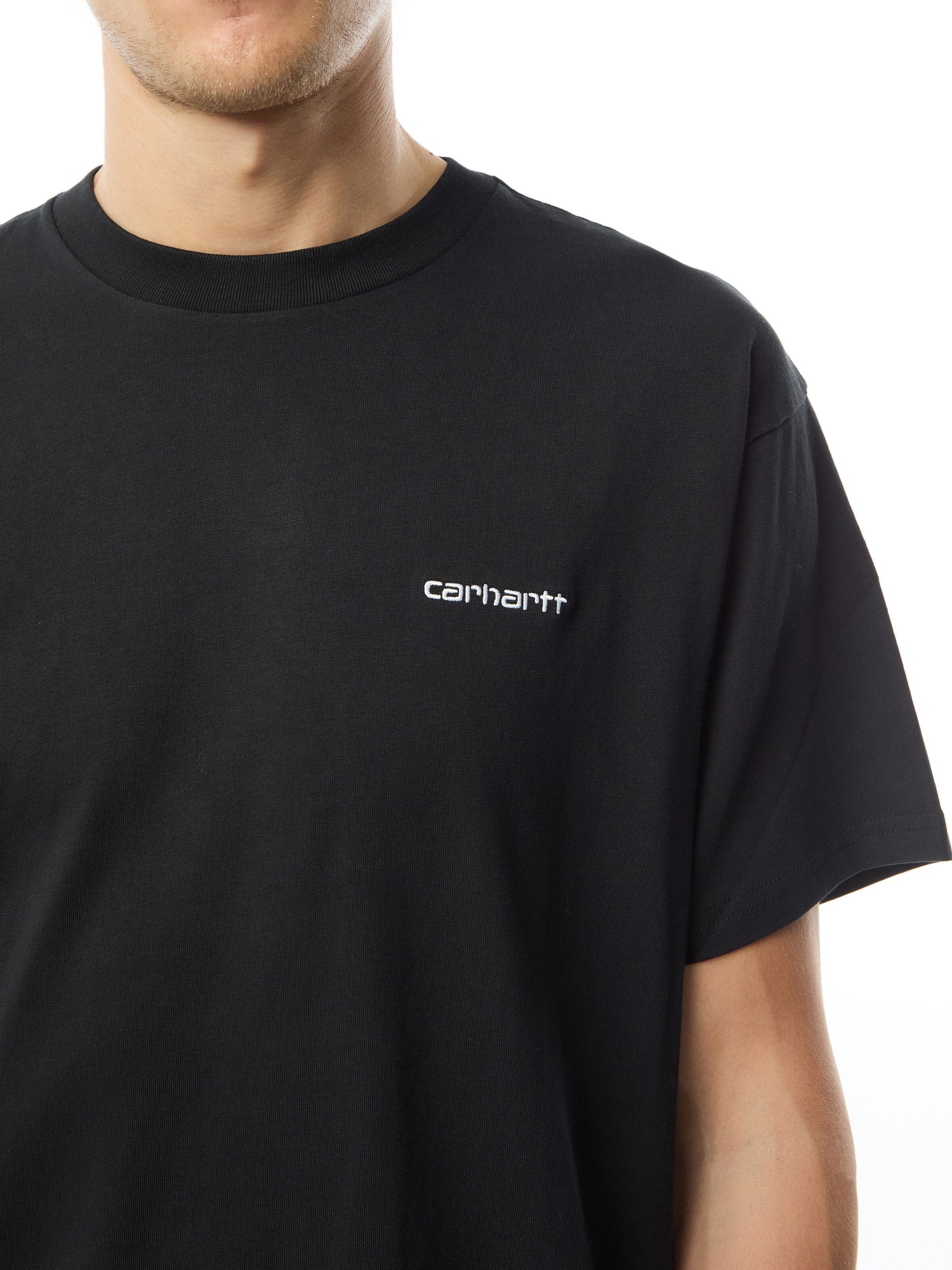 Short Sleeve Script Embroidery T-Shirt