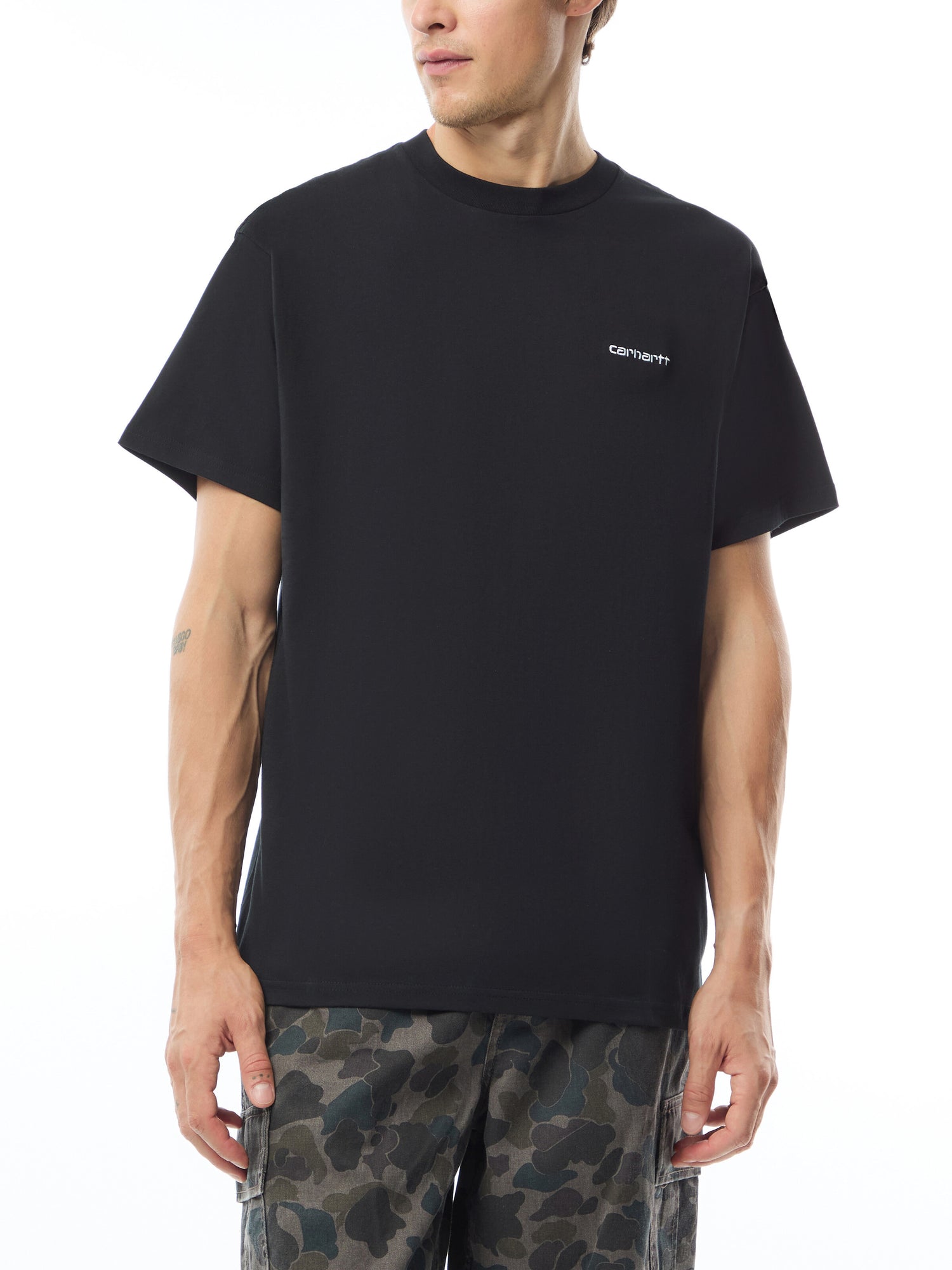 Short Sleeve Script Embroidery T-Shirt