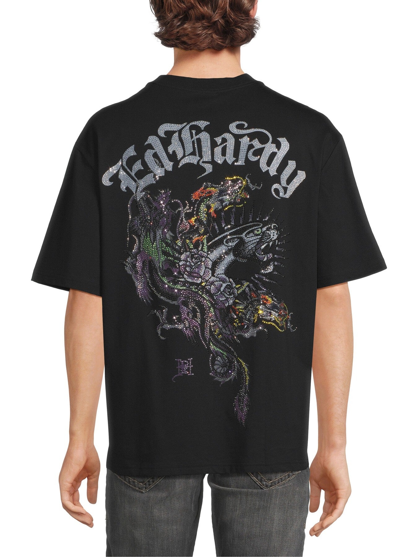 Panther And Drag Diamante Relaxed T-Shirt