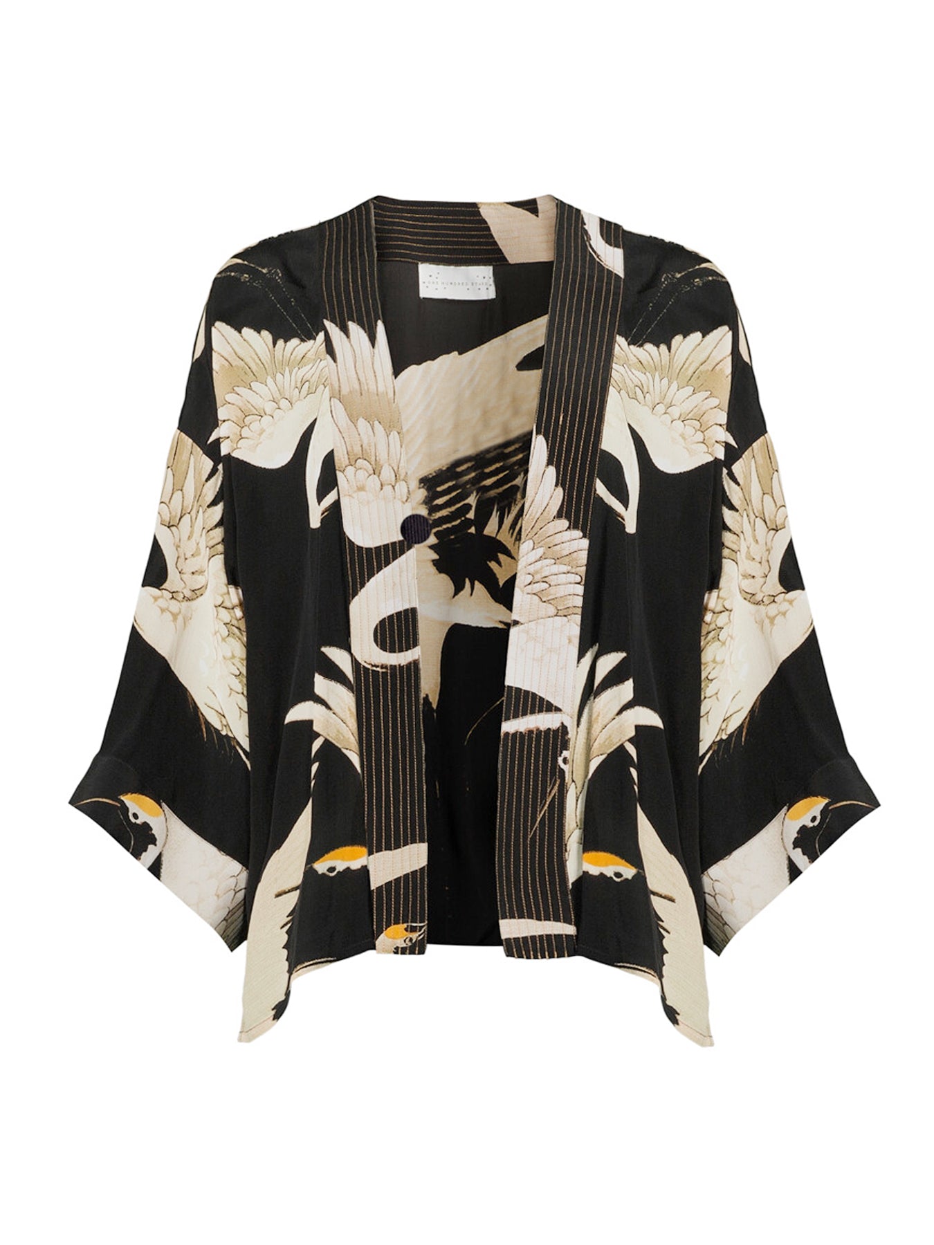 Crepe Kimono Stork Black