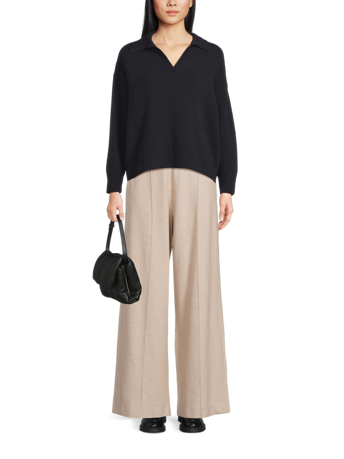 Agre V Neck Collared Wool Jumper