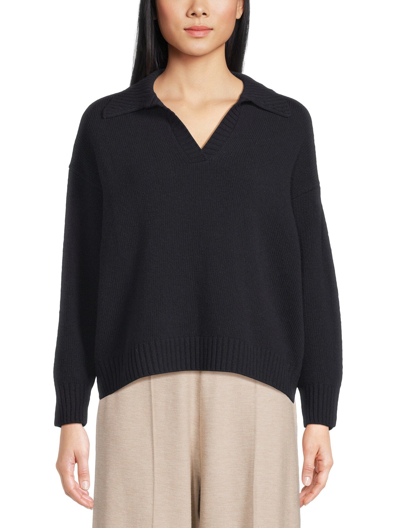 Agre V Neck Collared Wool Jumper