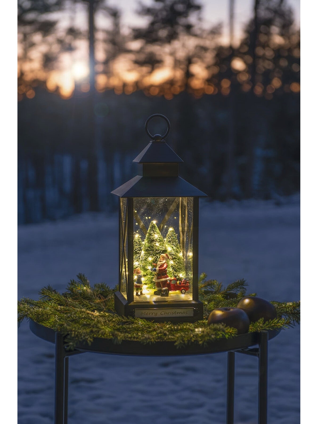 Small Lantern Trees Santa Warm White LED