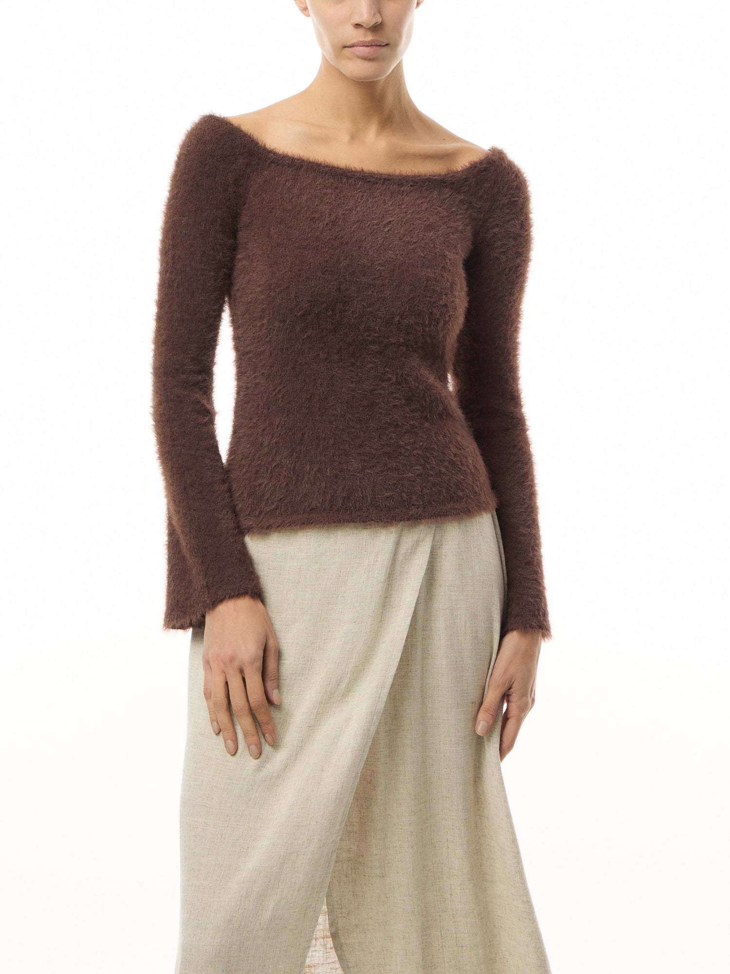 Erika Bardot Fluffy Knit Top