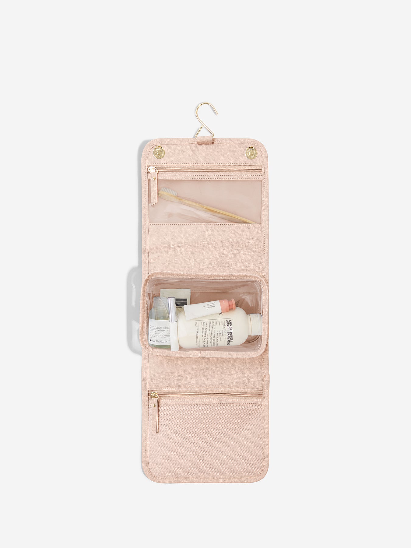Hanging Wash Bag Small Oatmeal Pink