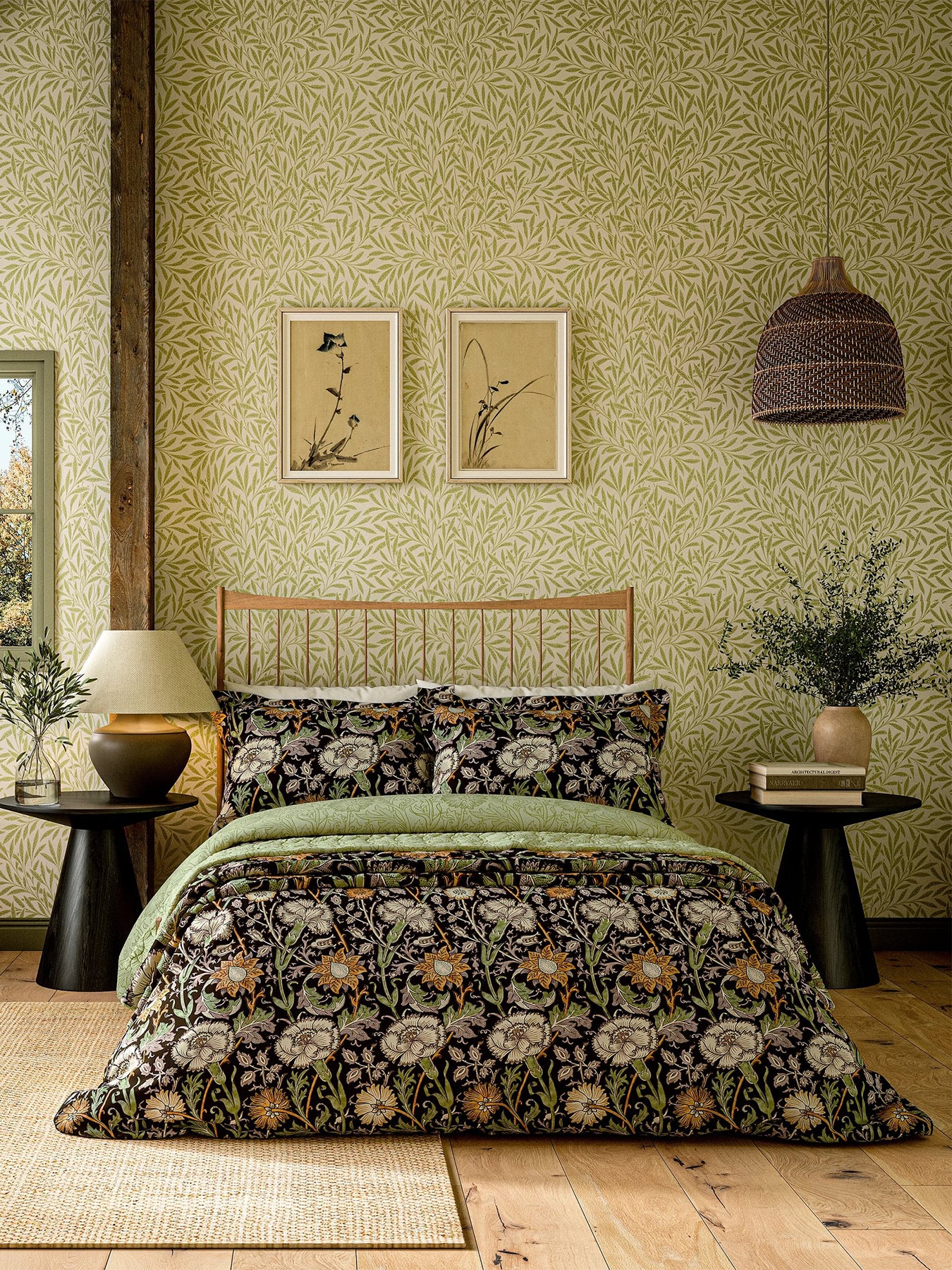 Rose Duvet Cover Set Green