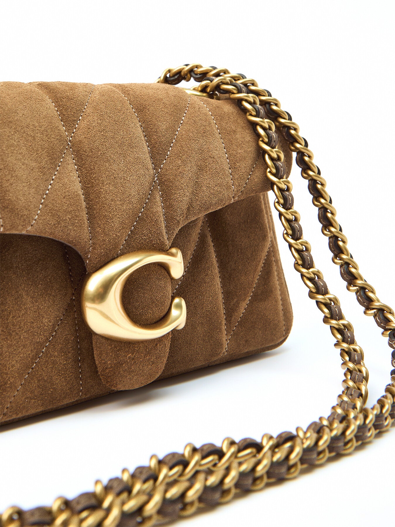 Quilted Suede Tabby Shoulder Bag 20 Cedar