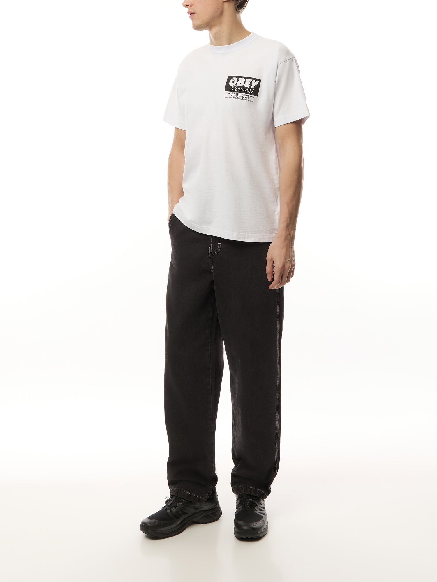 Obey Records Buy Sell Trade Heavy Weight Box T Shirt