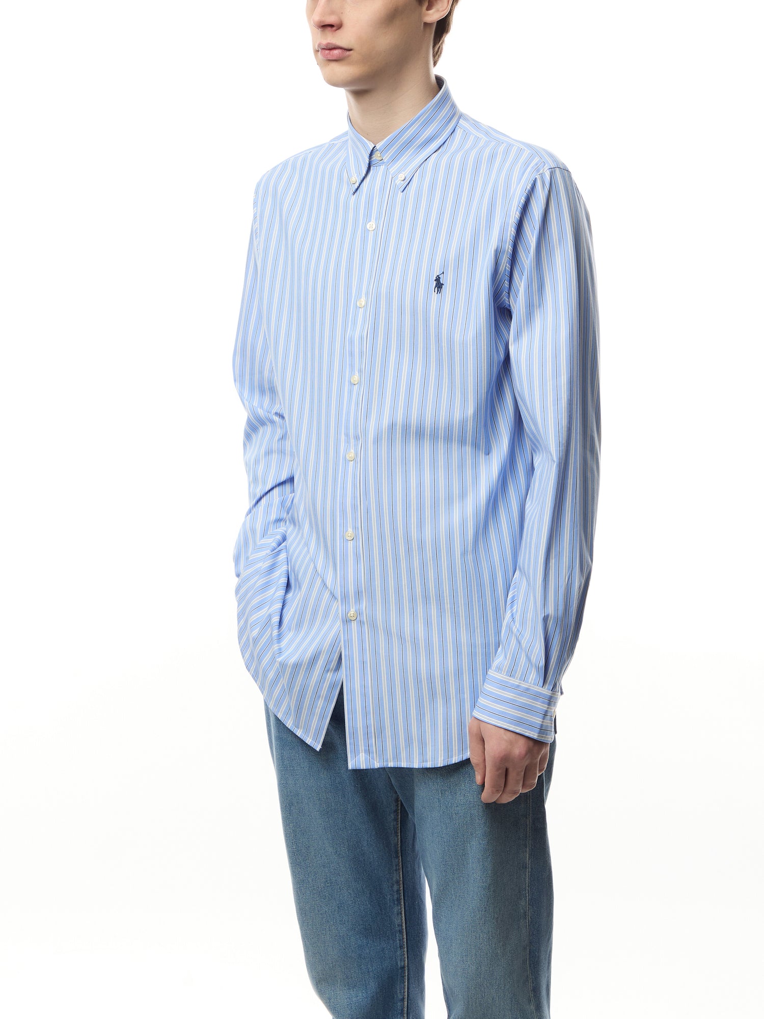 Custom Fit Poplin Stretch Stripe Shirt