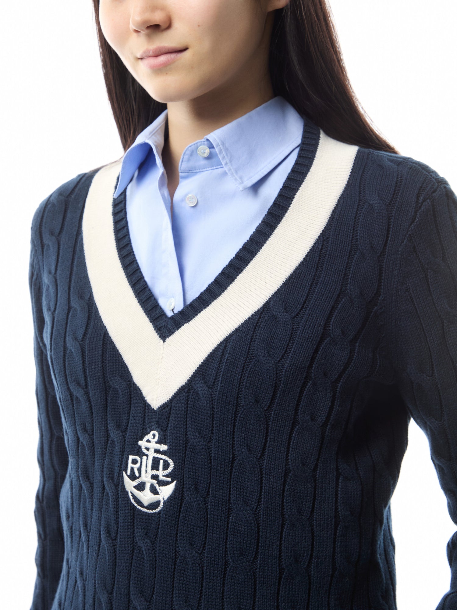 Cable-Knit Cotton Cricket Jumper