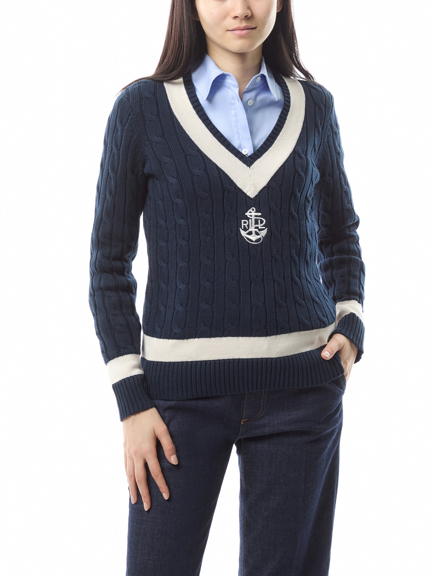 Cable-Knit Cotton Cricket Jumper