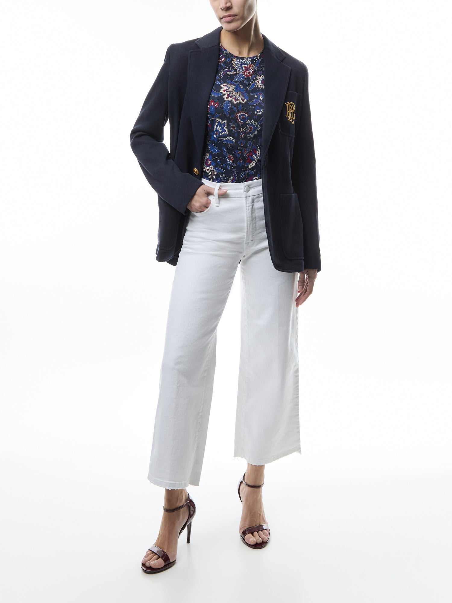 Floral Stretch Cotton Crewneck T Shirt