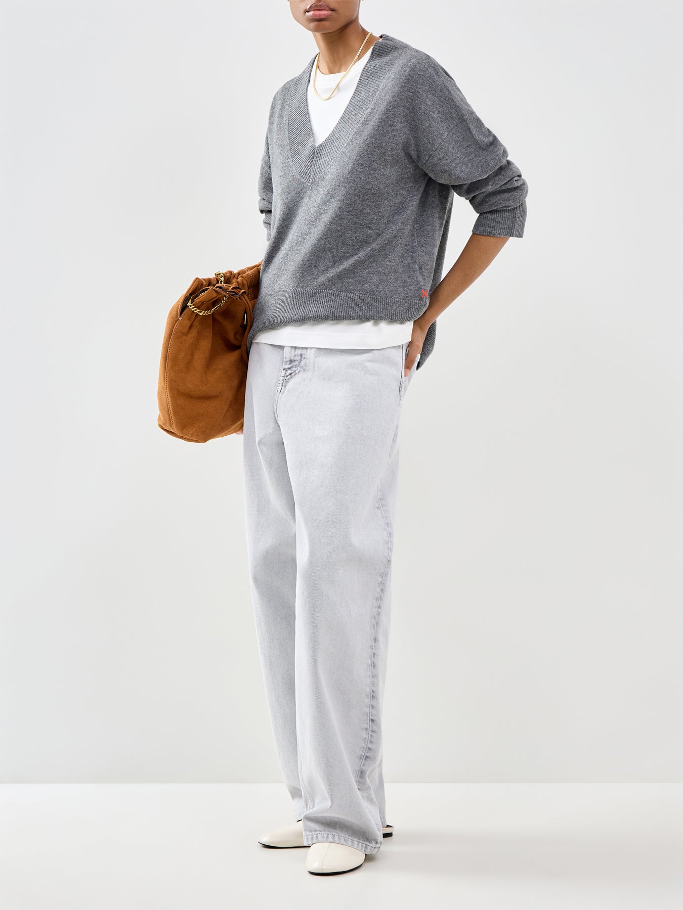 V Neck Jumper Grey