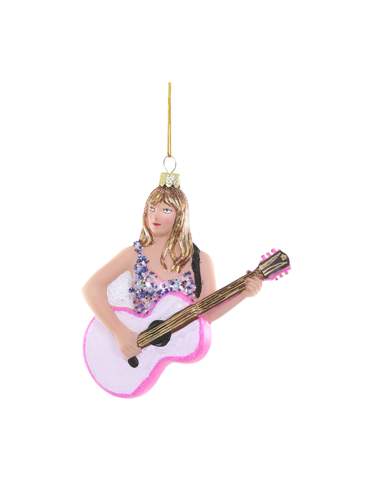 Taylor Swift with Guitar Glass Christmas Tree Hanging Decoration