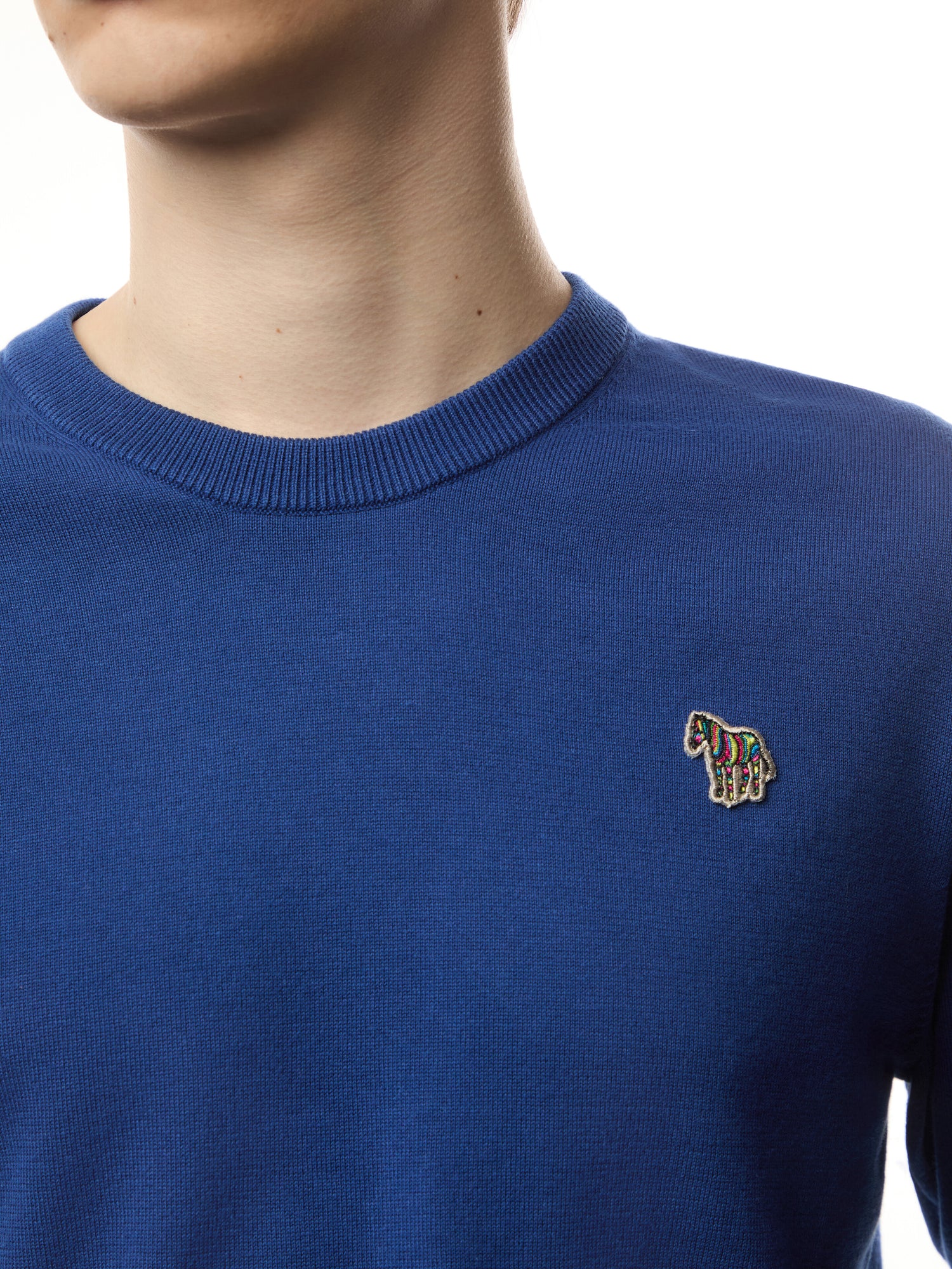 Crew Neck Knit Zebra Badge Jumper