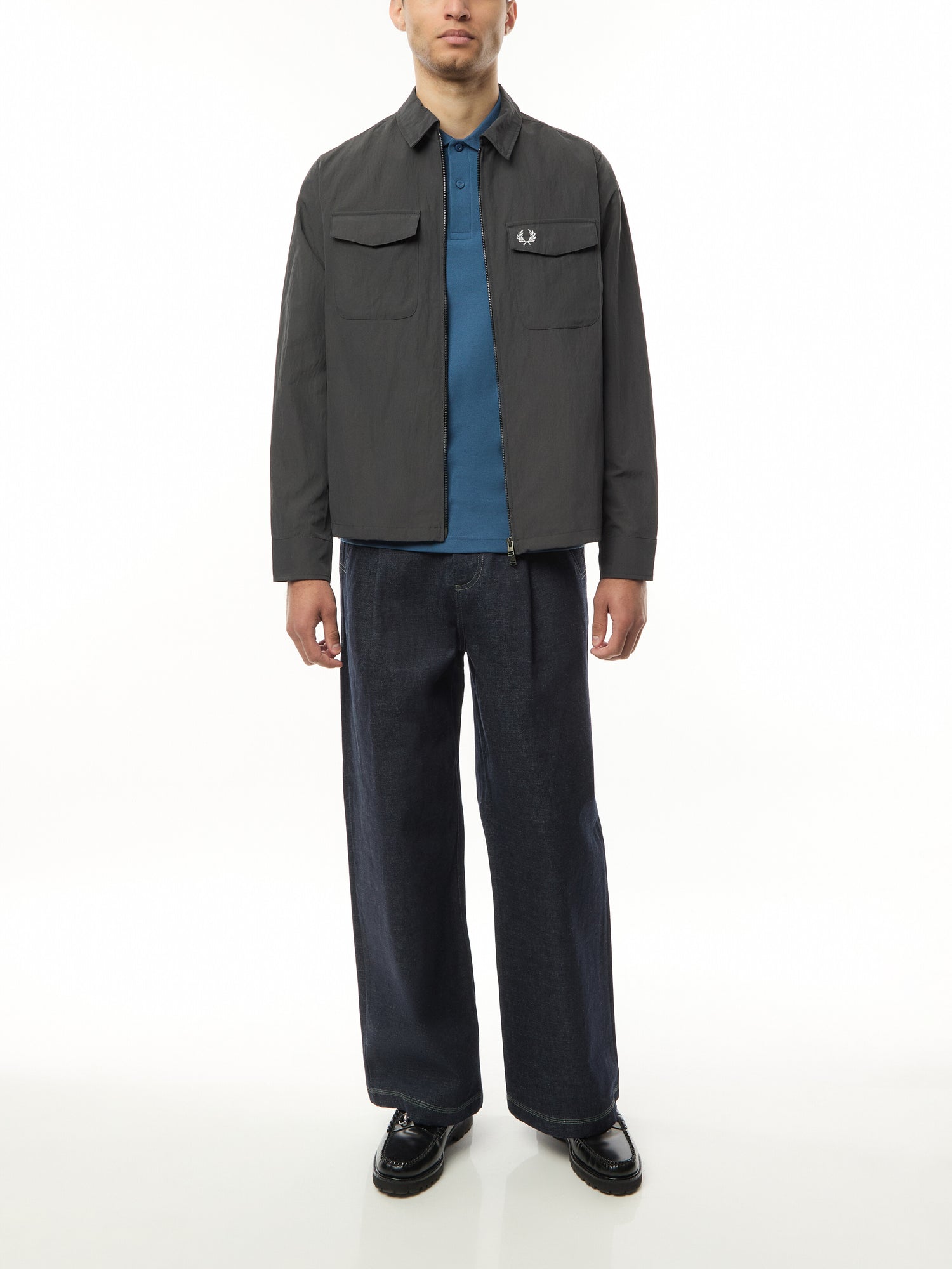 Textured Zip Through Overshirt