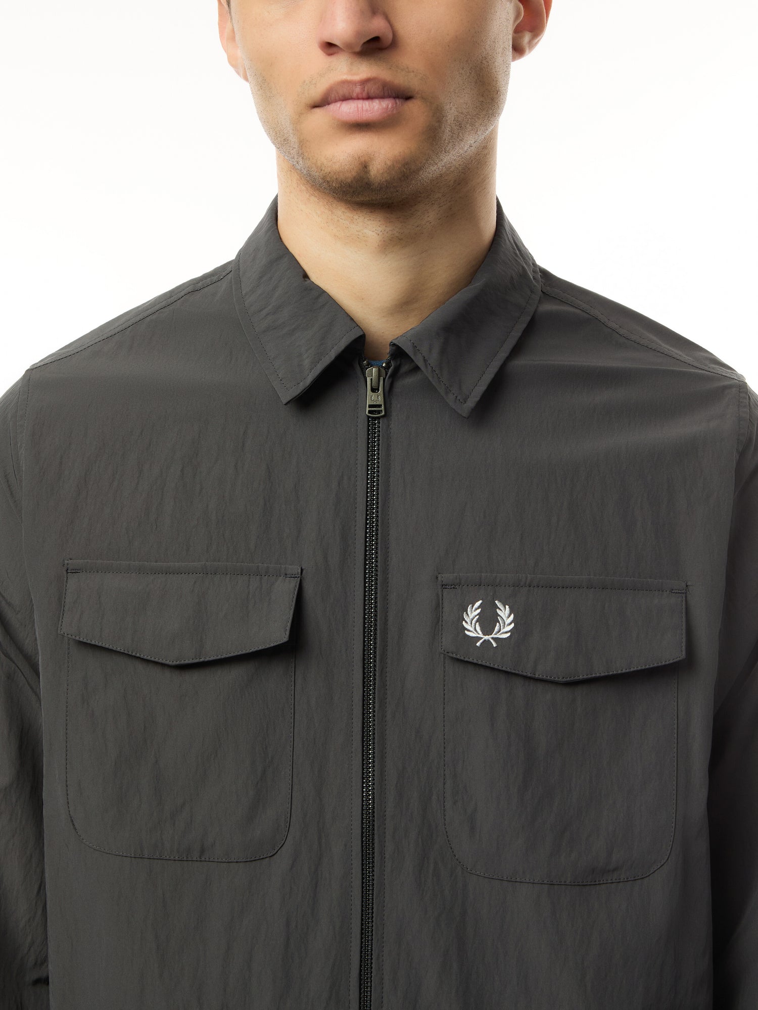 Textured Zip Through Overshirt