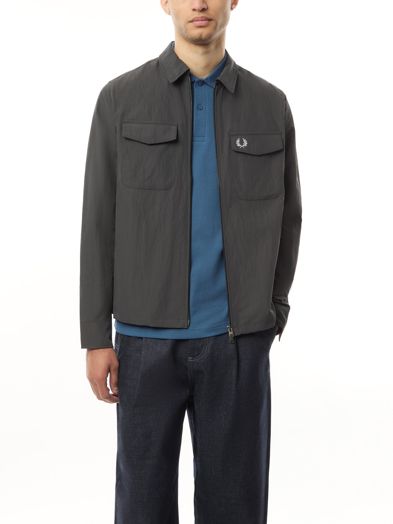 Textured Zip Through Overshirt