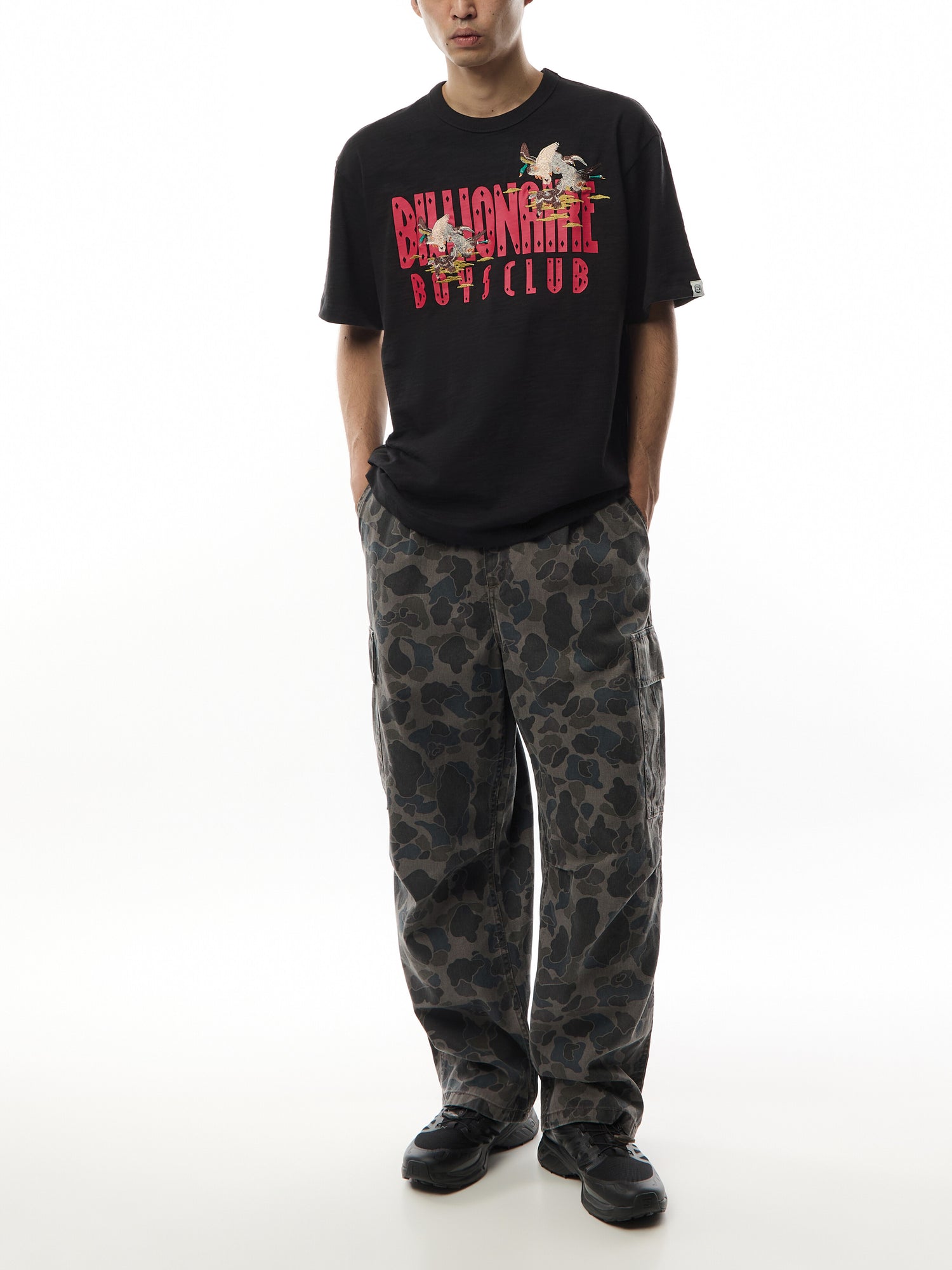 Duck Embroidered Straight Logo Slub T-Shirt