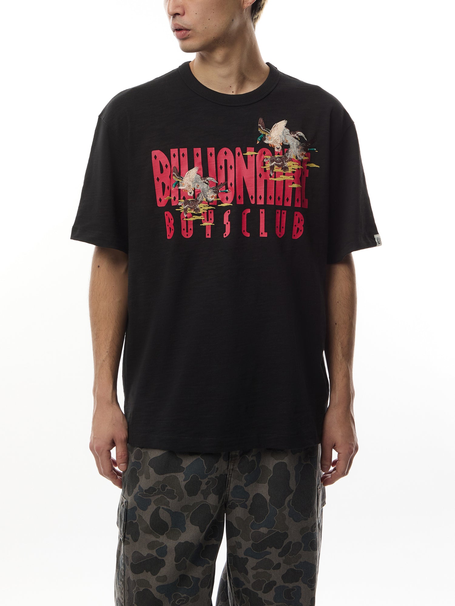 Duck Embroidered Straight Logo Slub T-Shirt