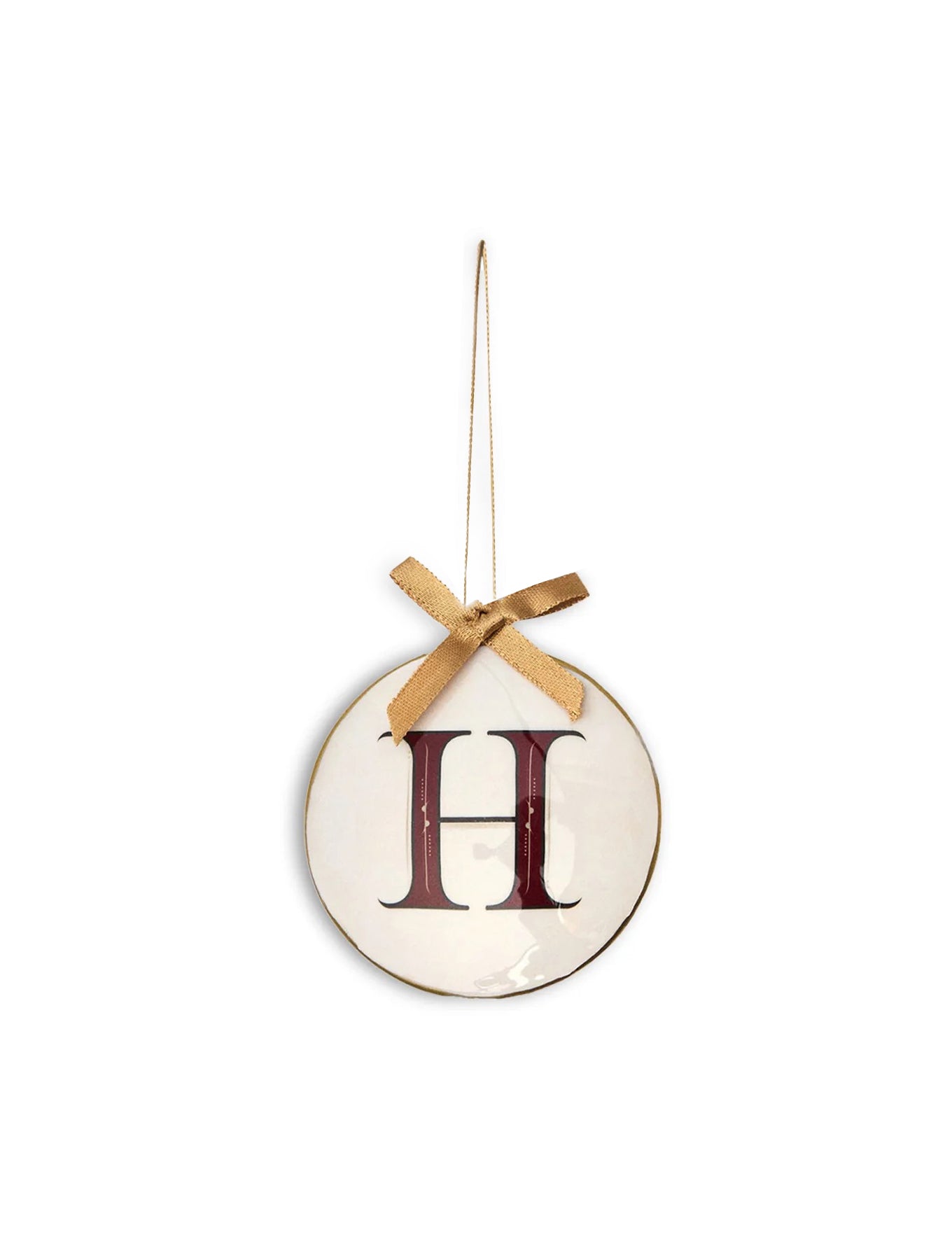 Enamel Round Alphabet Letter Bauble WHITE / RED