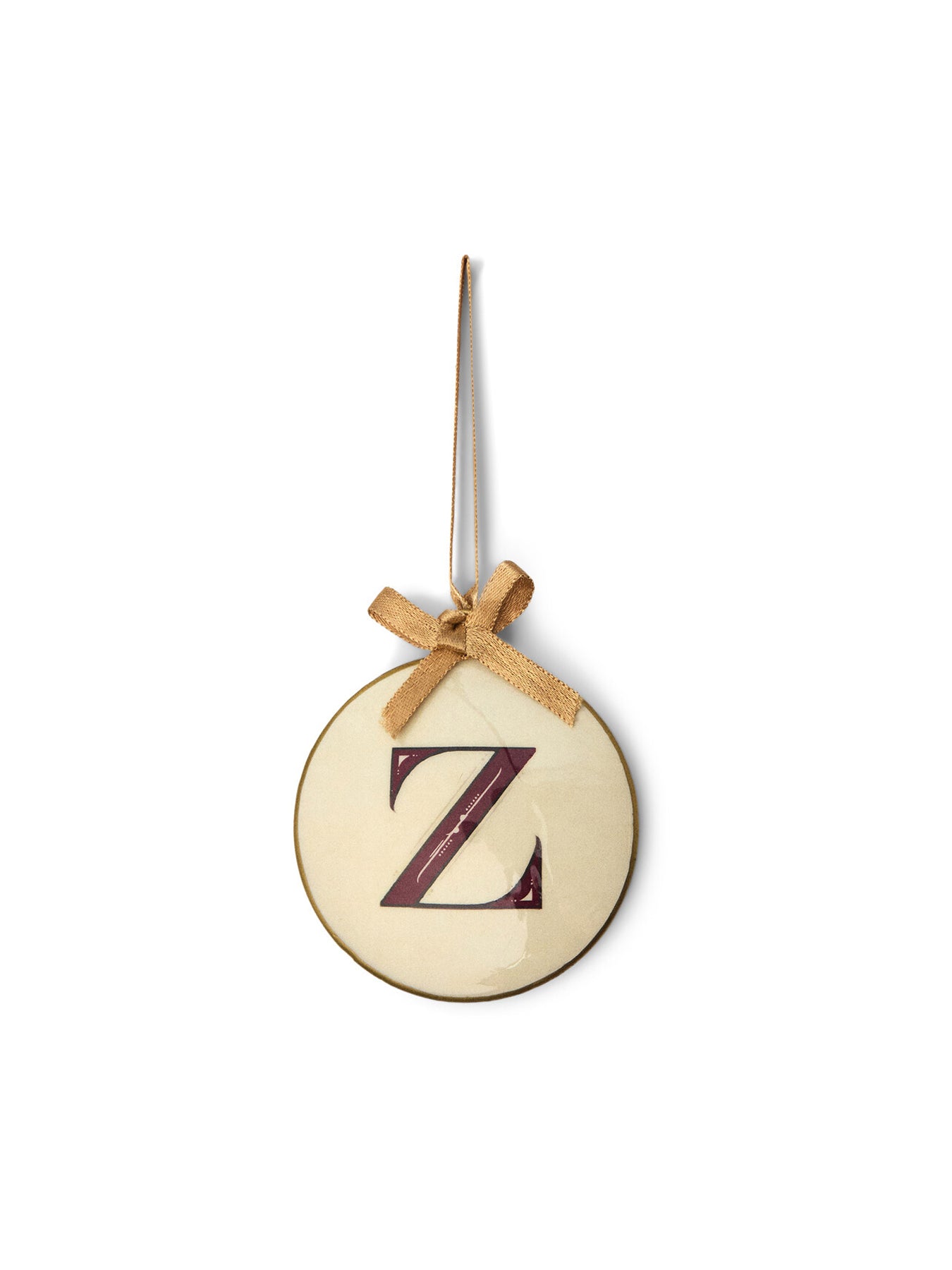 Enamel Round Alphabet Letter Bauble WHITE / RED