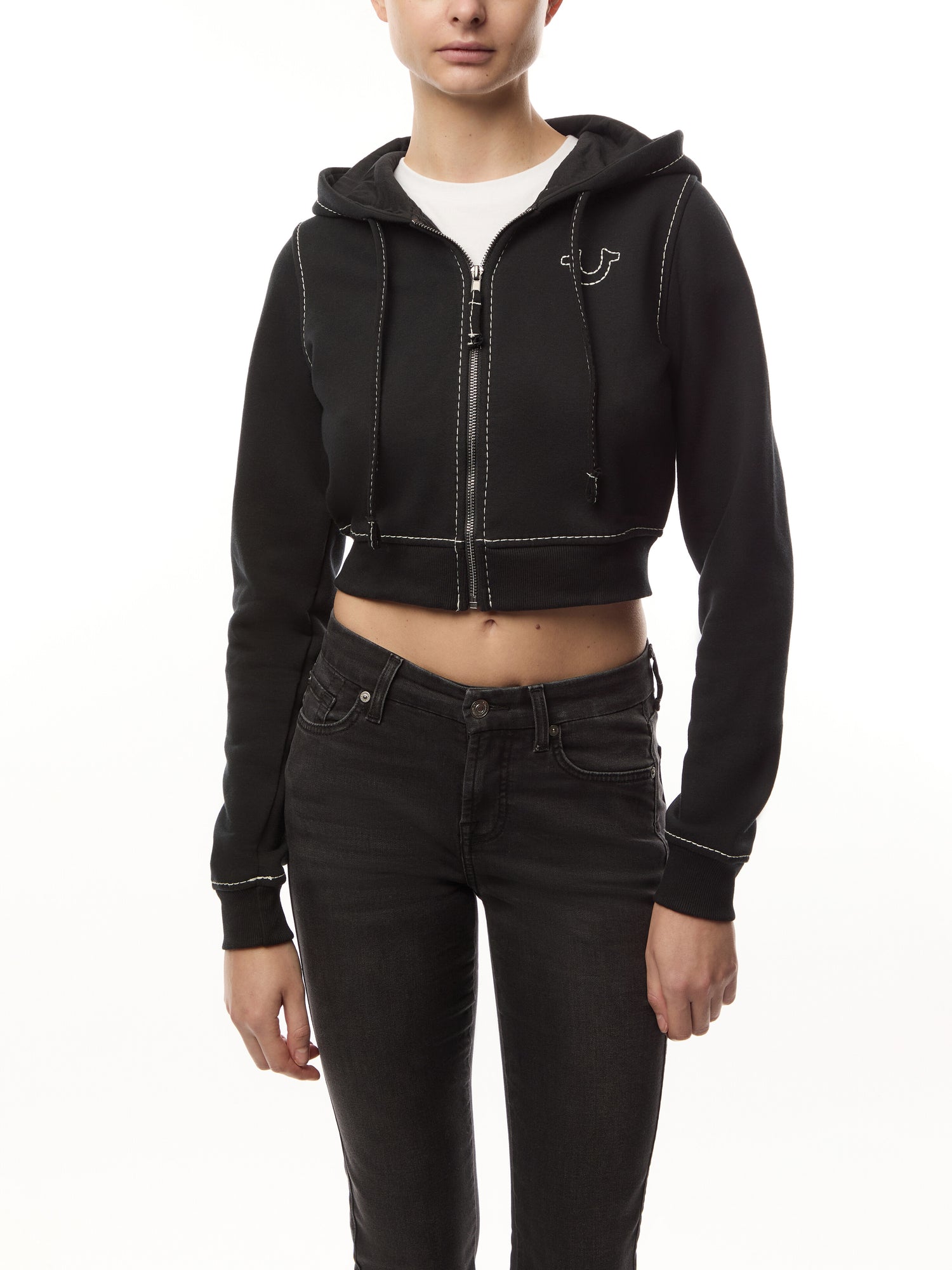 Shrunken Big T Zip Hoodie