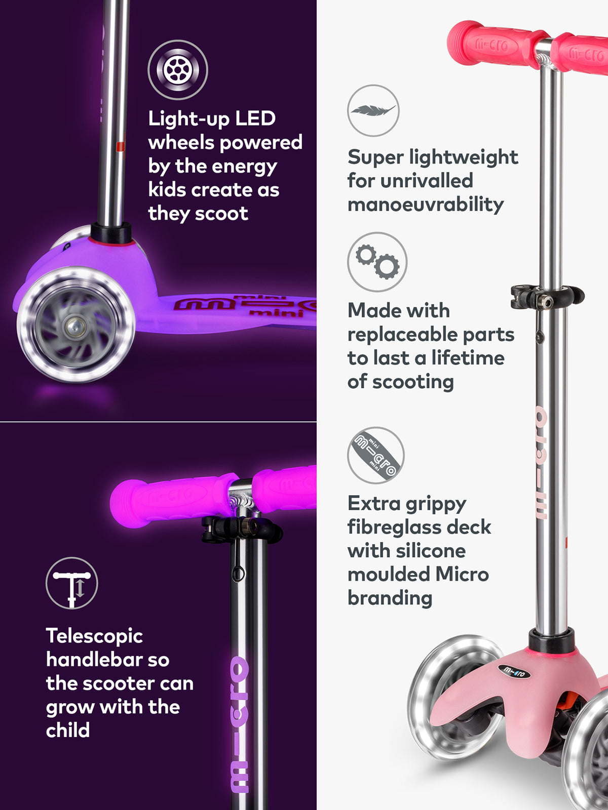 Glow LED Scooter Pink