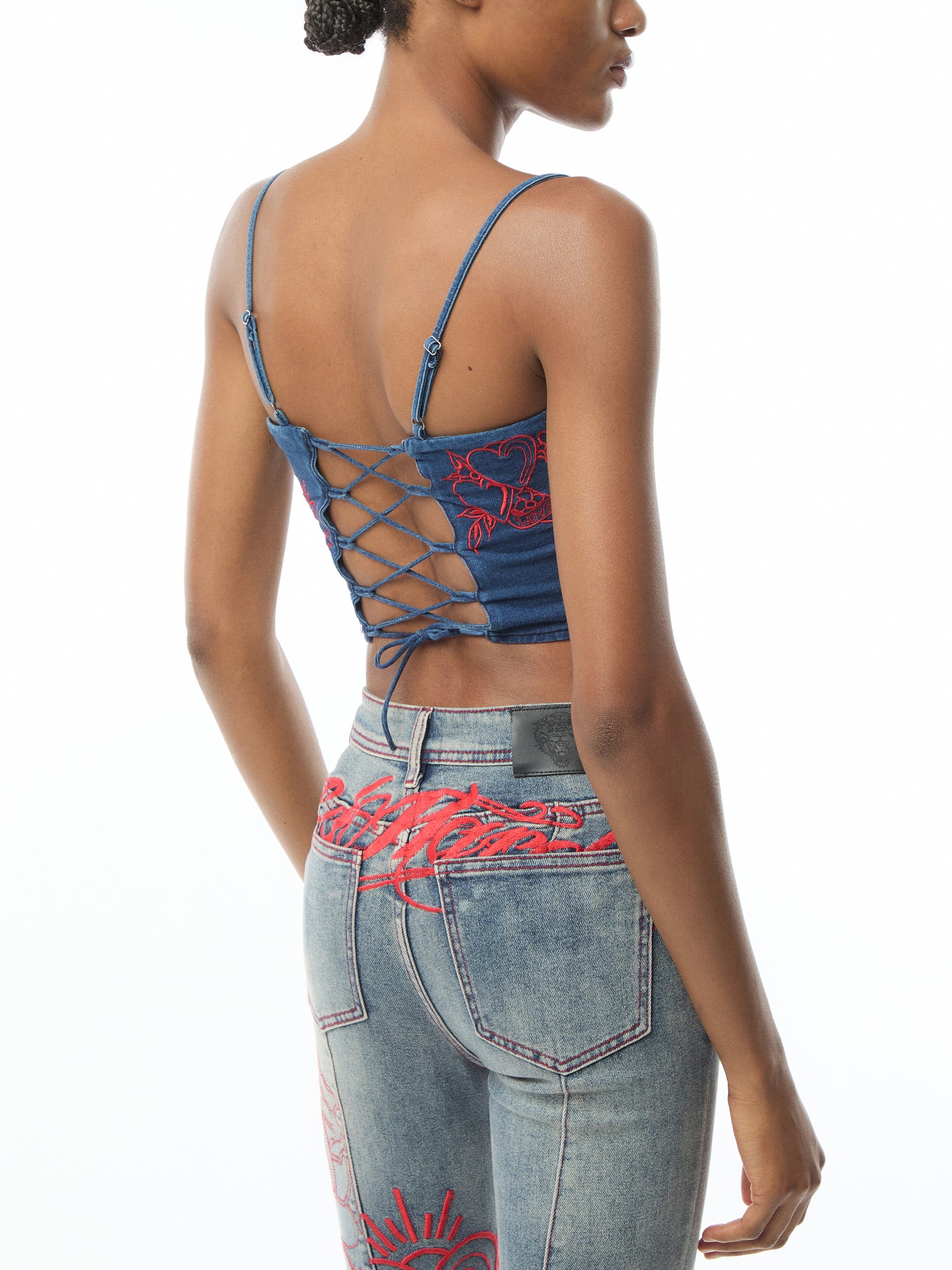 Rouge Hearts Denim Corset