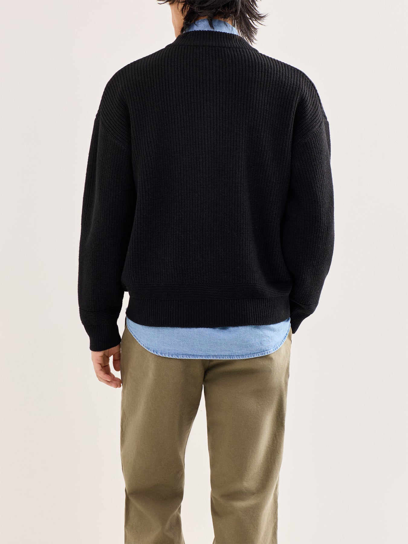 Wool Deck Zip-Up Cardigan Black