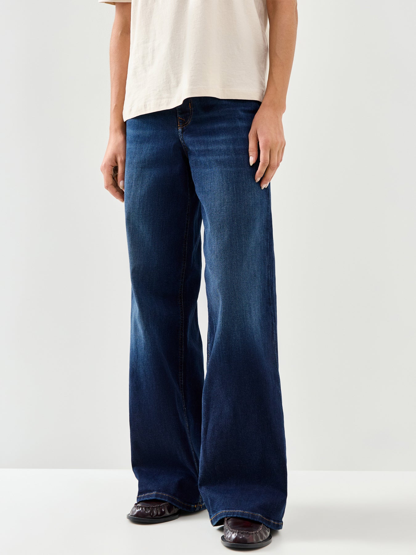 Madison High Waist Wide Leg Jeans 32 Inch Dark Blue