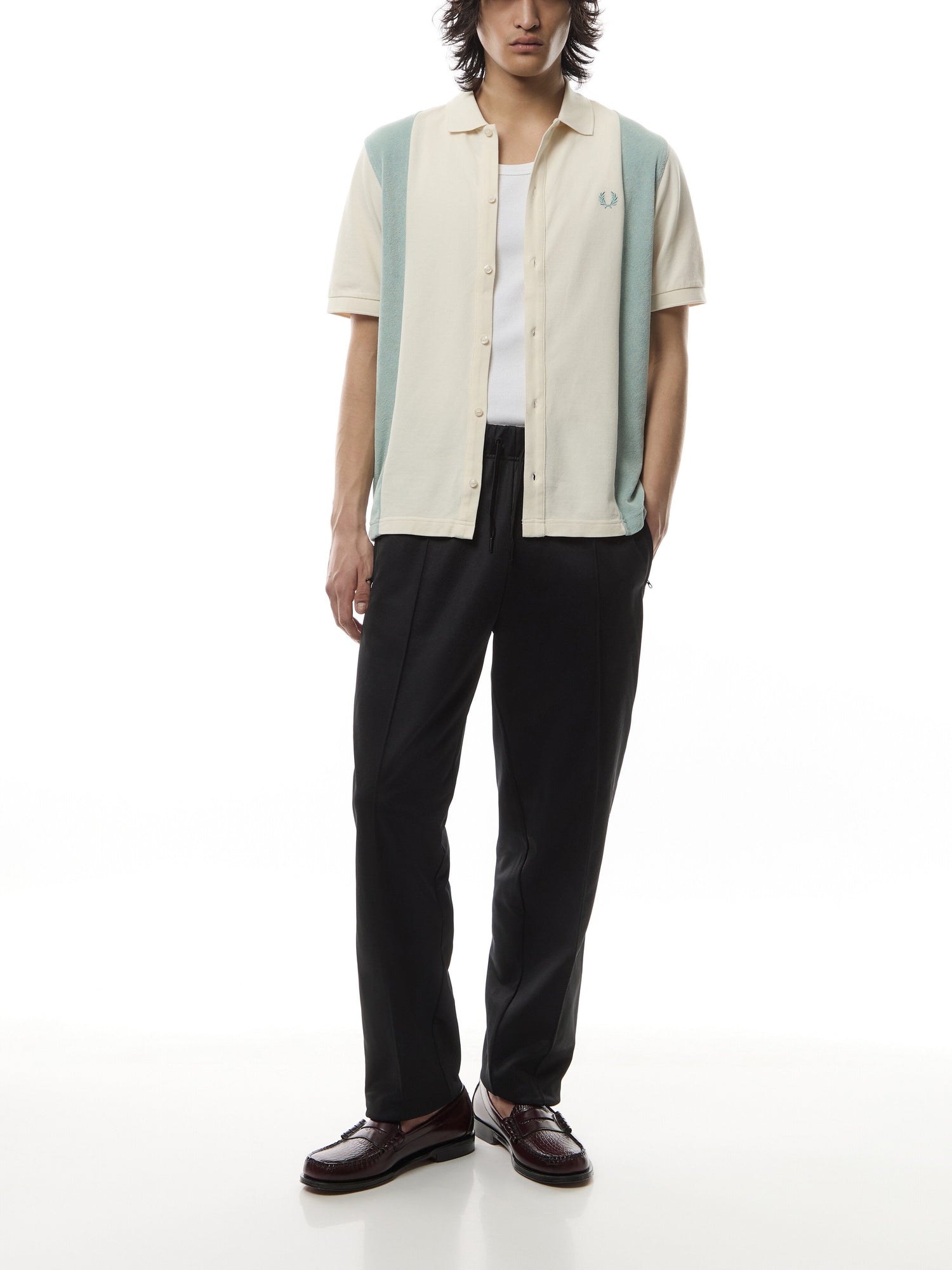 Towelling Panel Short Sleeve Polo Shirt