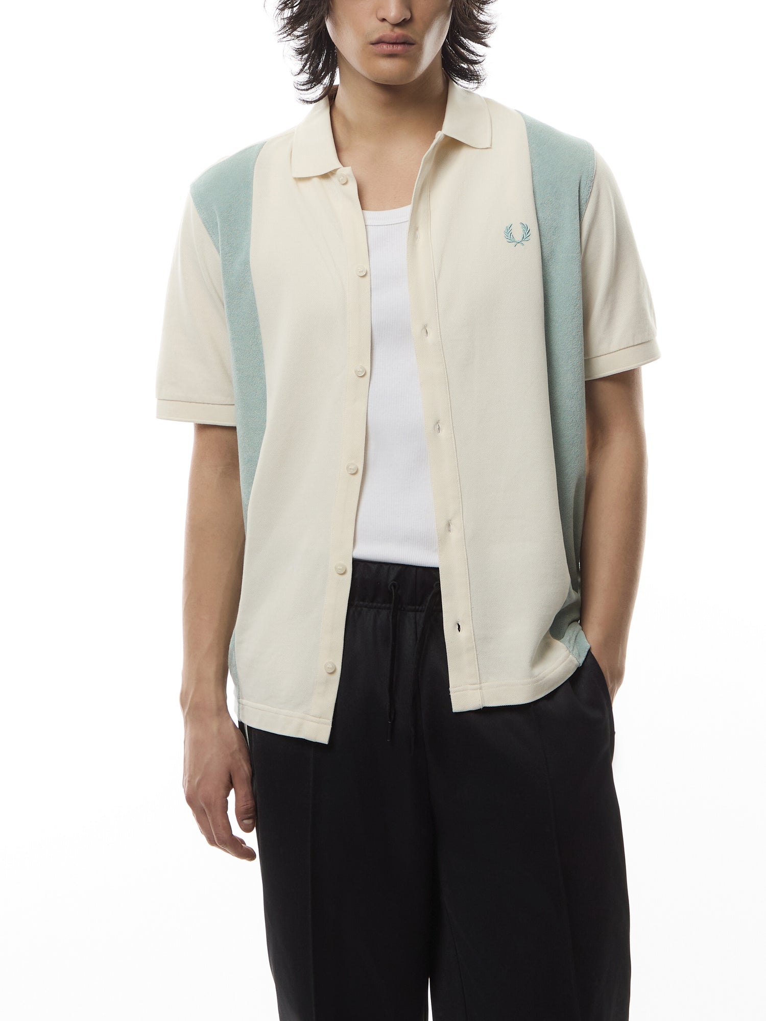 Towelling Panel Short Sleeve Polo Shirt