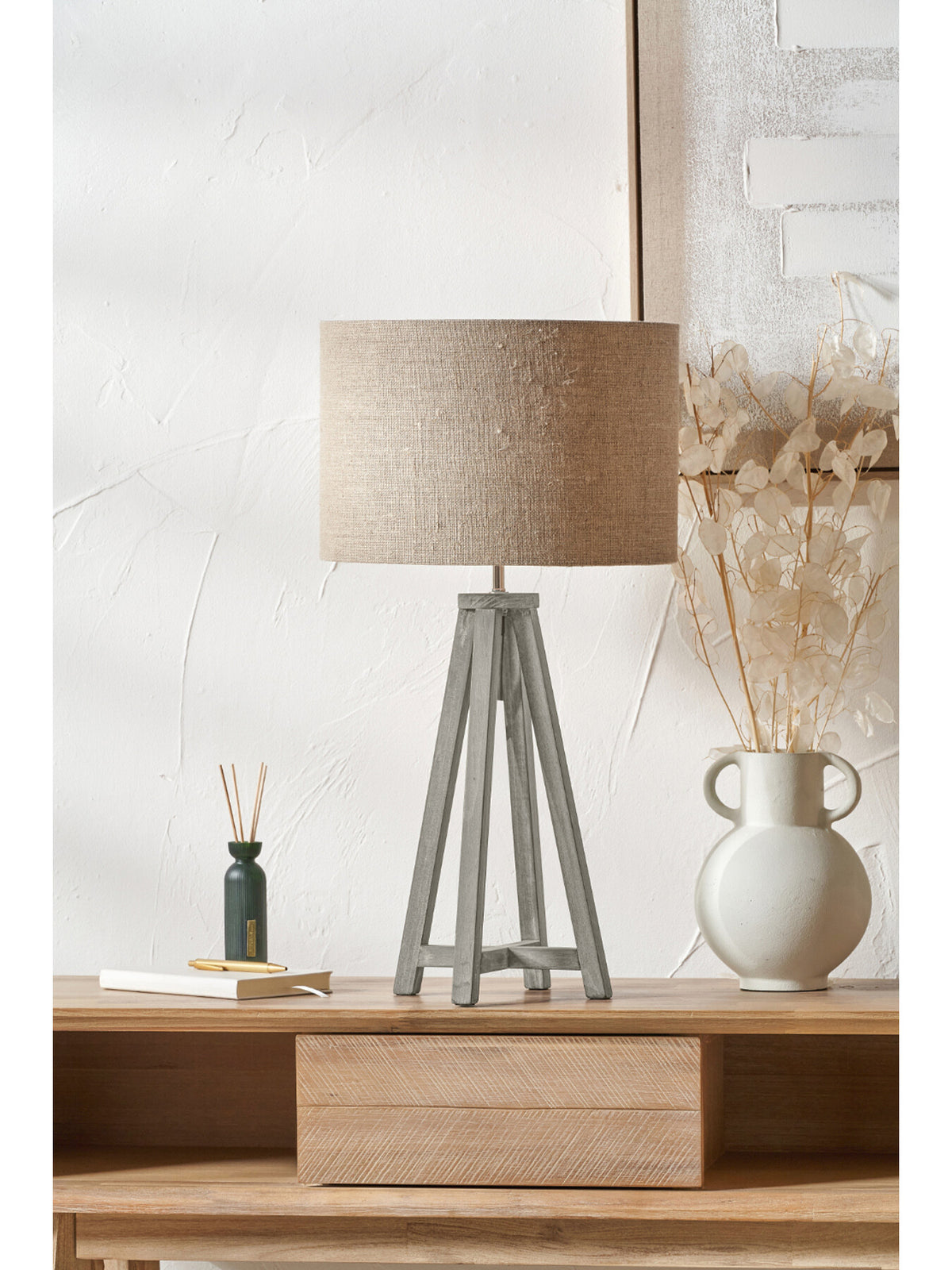 Whitby Grey Wash Wood Tapered 4 Post Table Lamp Base