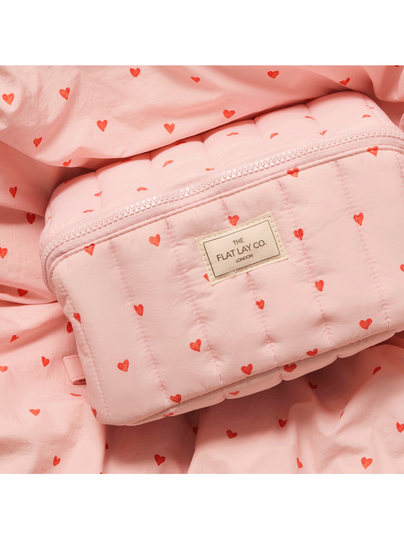 Marshmallow Flat Lay Makeup Box Bag - Sweet Pink Hearts