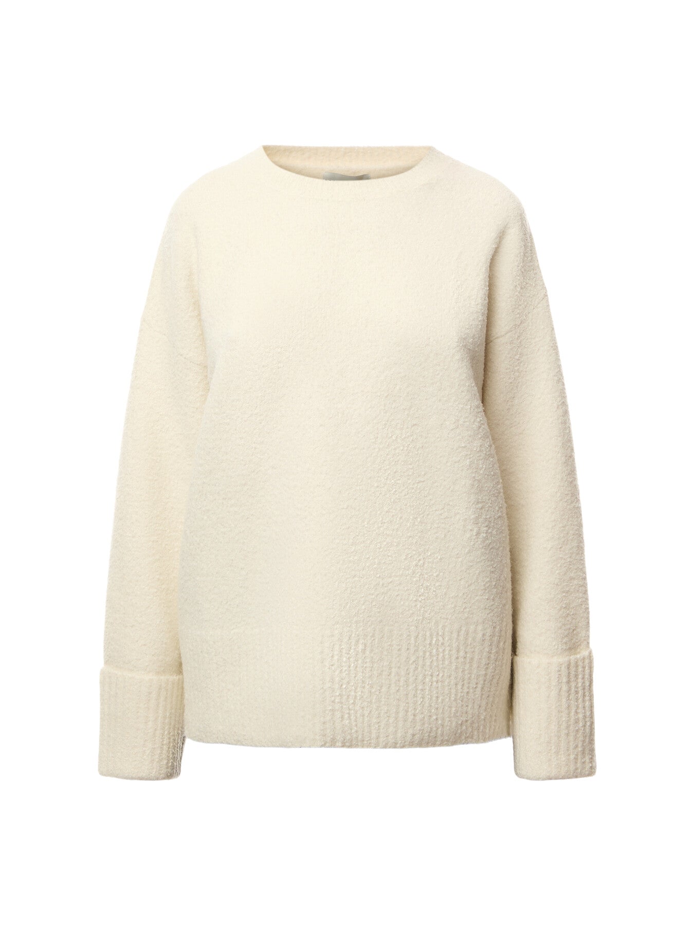 Oversized Borg Fleece Funnel Neck Jumper Cream