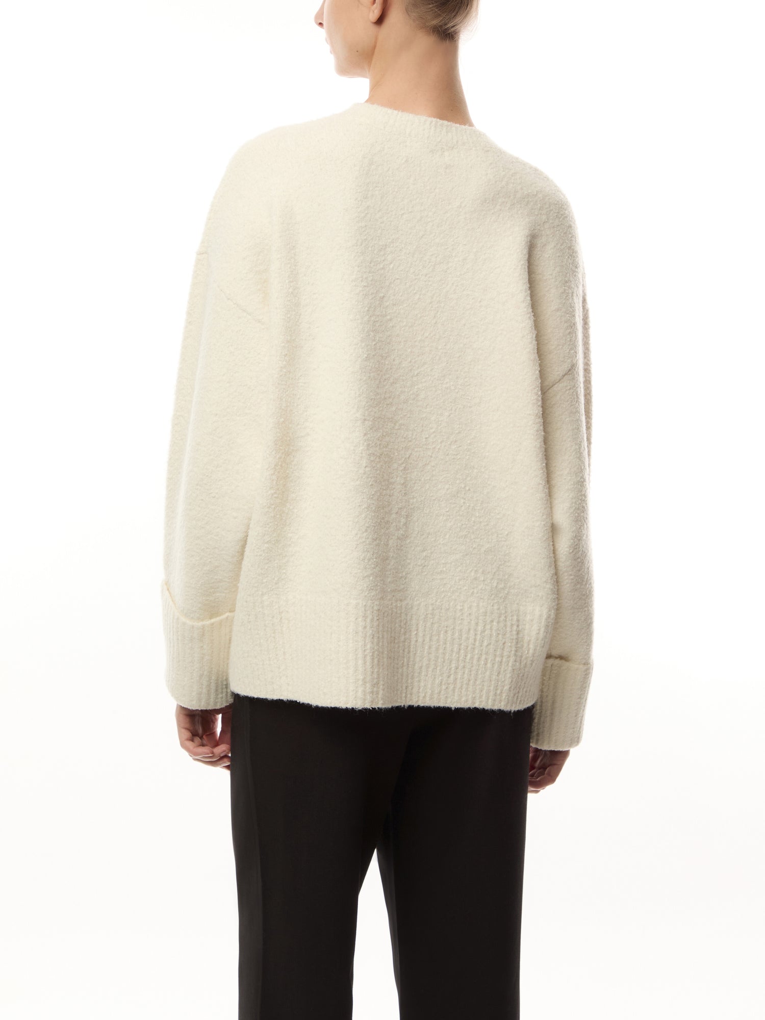 Oversized Borg Fleece Funnel Neck Jumper Cream