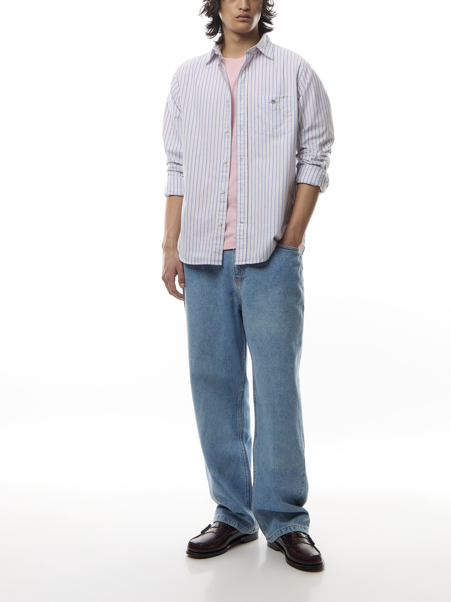 Classic Regular Fit Striped Poplin Shirt