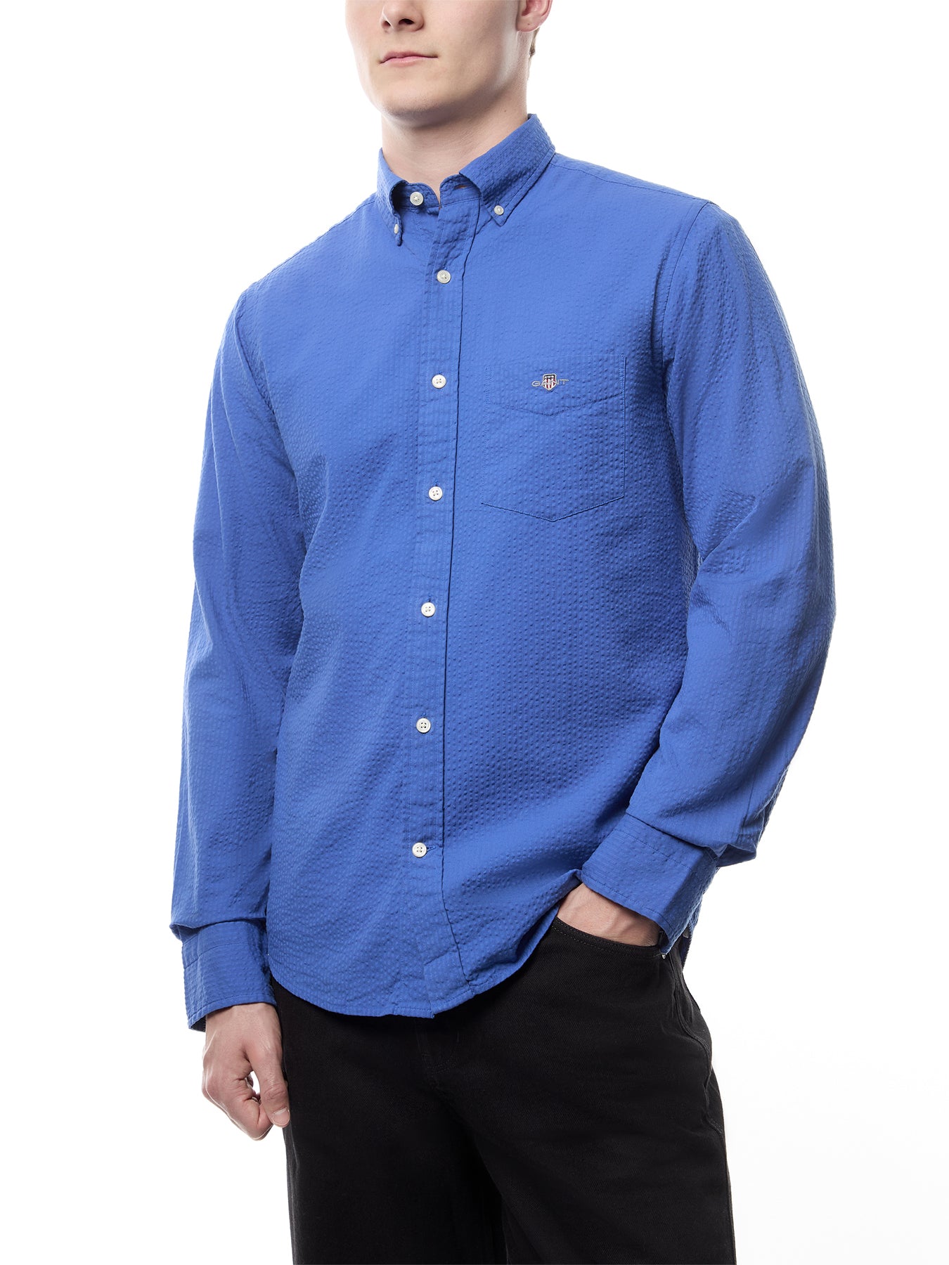 Regular Solid Seersucker Shirt