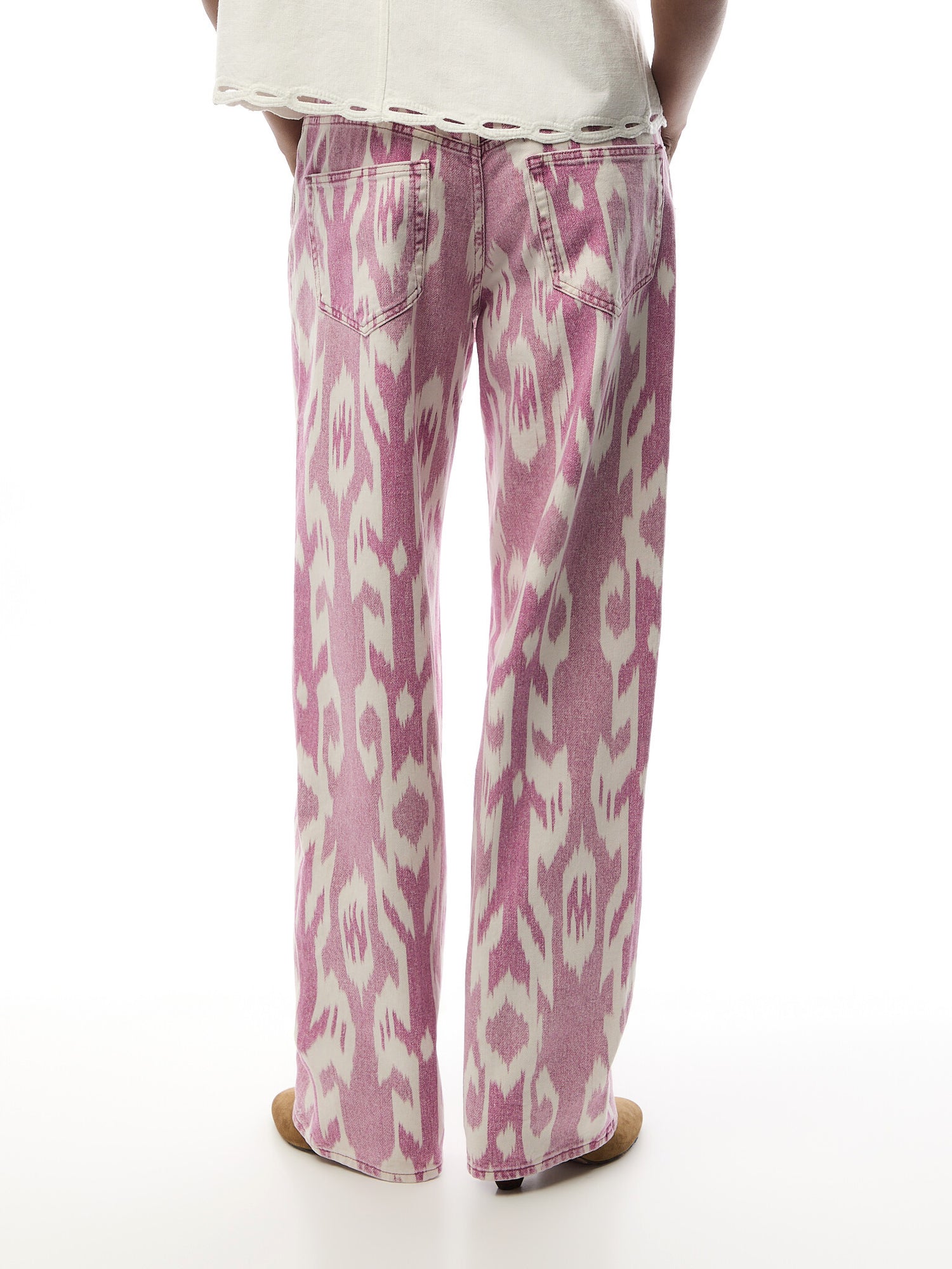 Joanny Loose Fit Denim Ikat Print Jeans