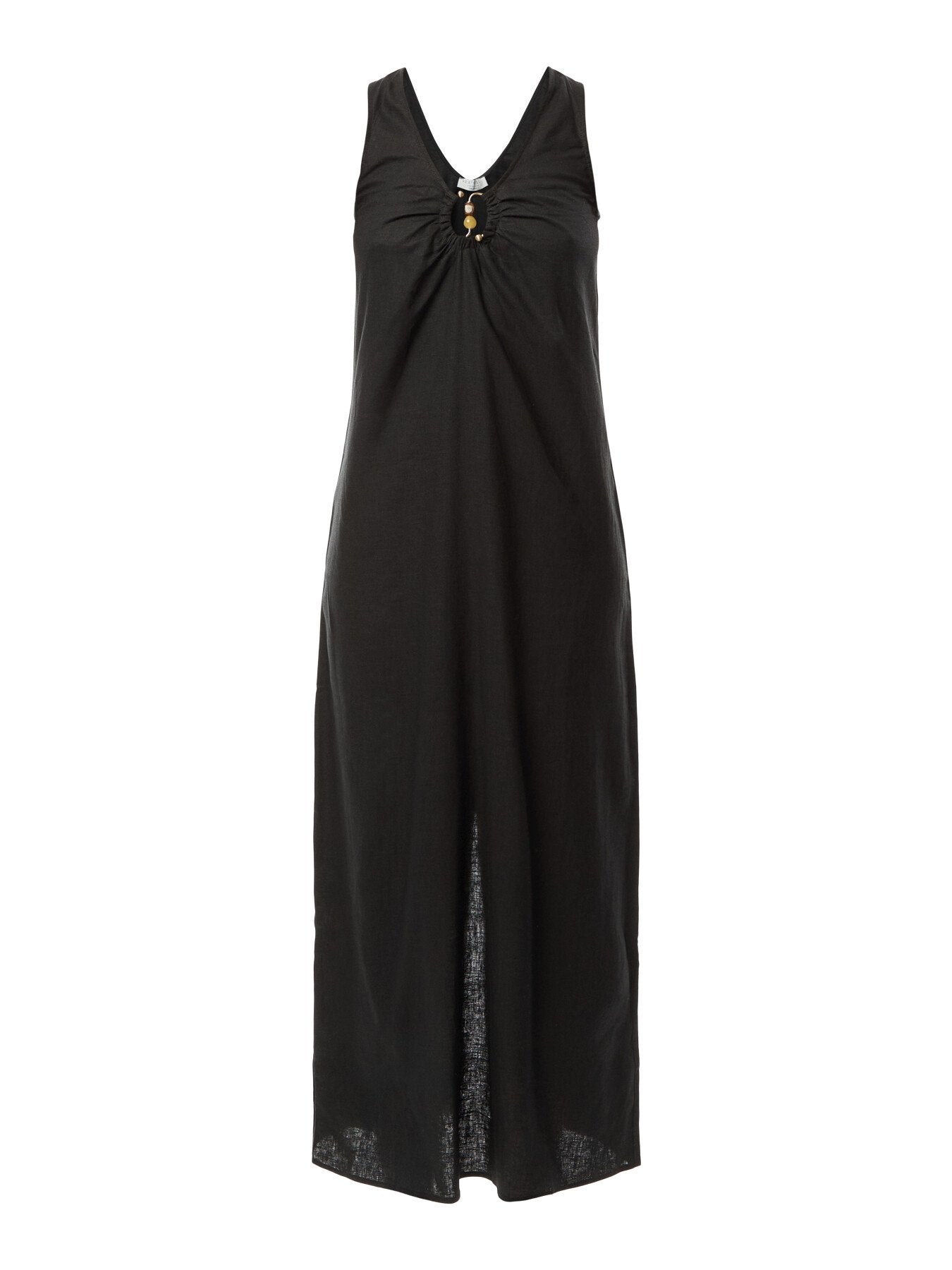 Keyhole Front Maxi Dress Black Solid Dress