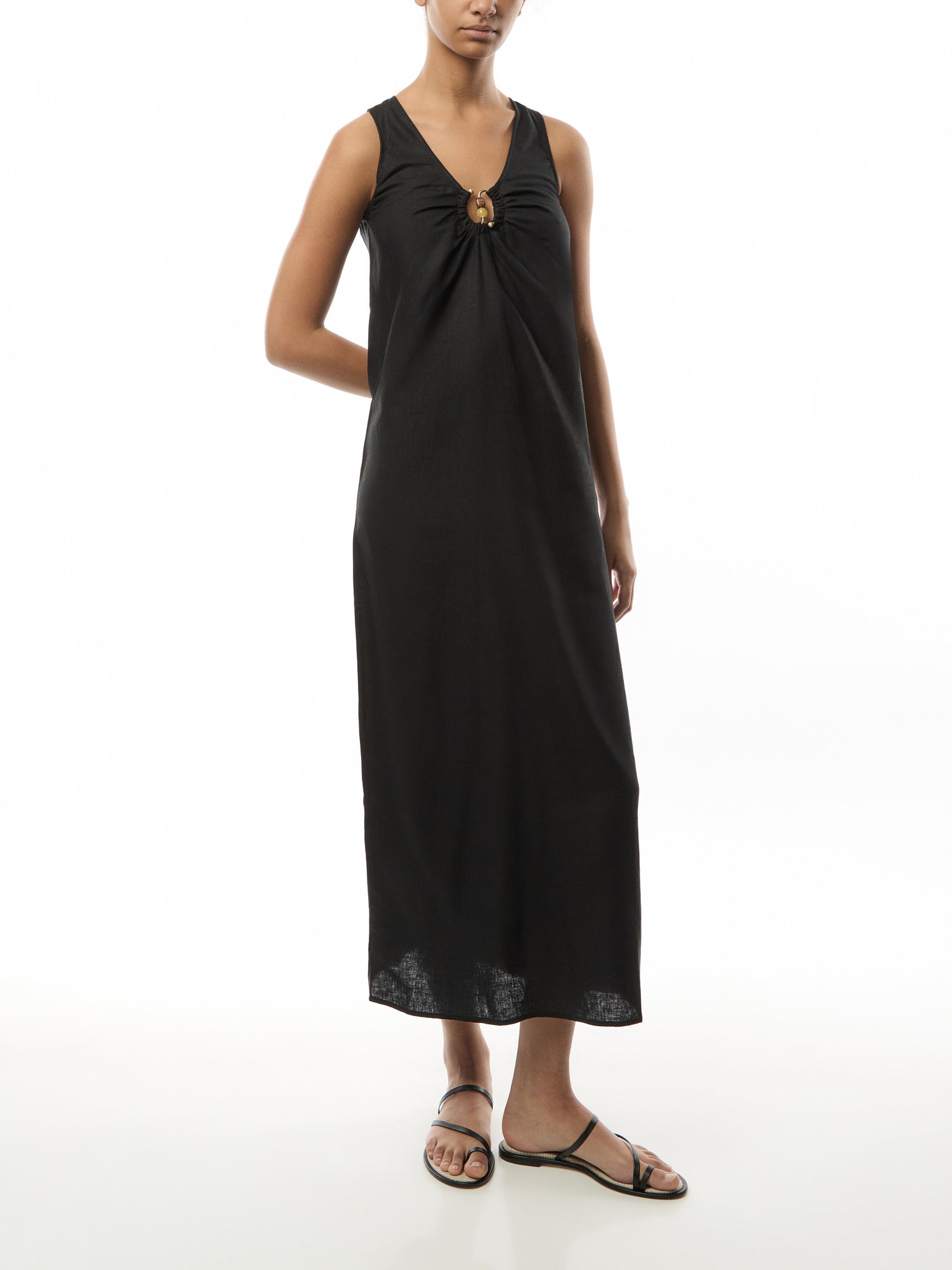 Keyhole Front Maxi Dress Black Solid Dress