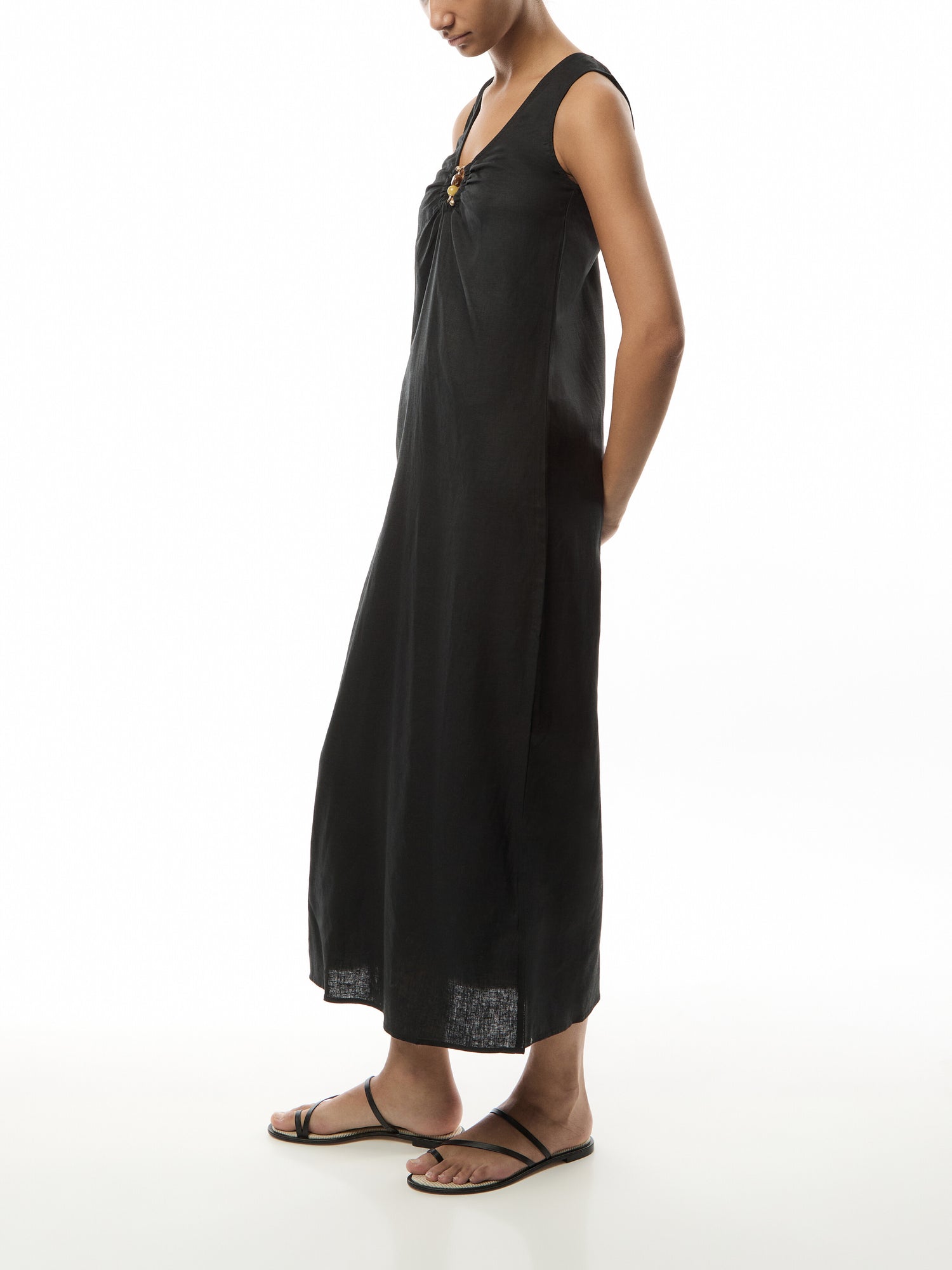 Keyhole Front Maxi Dress Black Solid Dress