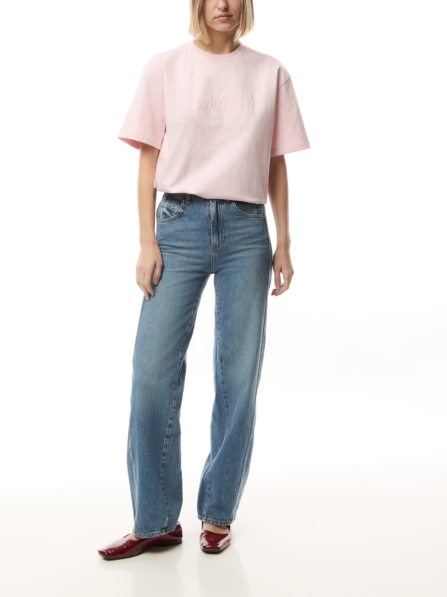 Heavy Cotton Drop Shoulder Heart T-Shirt