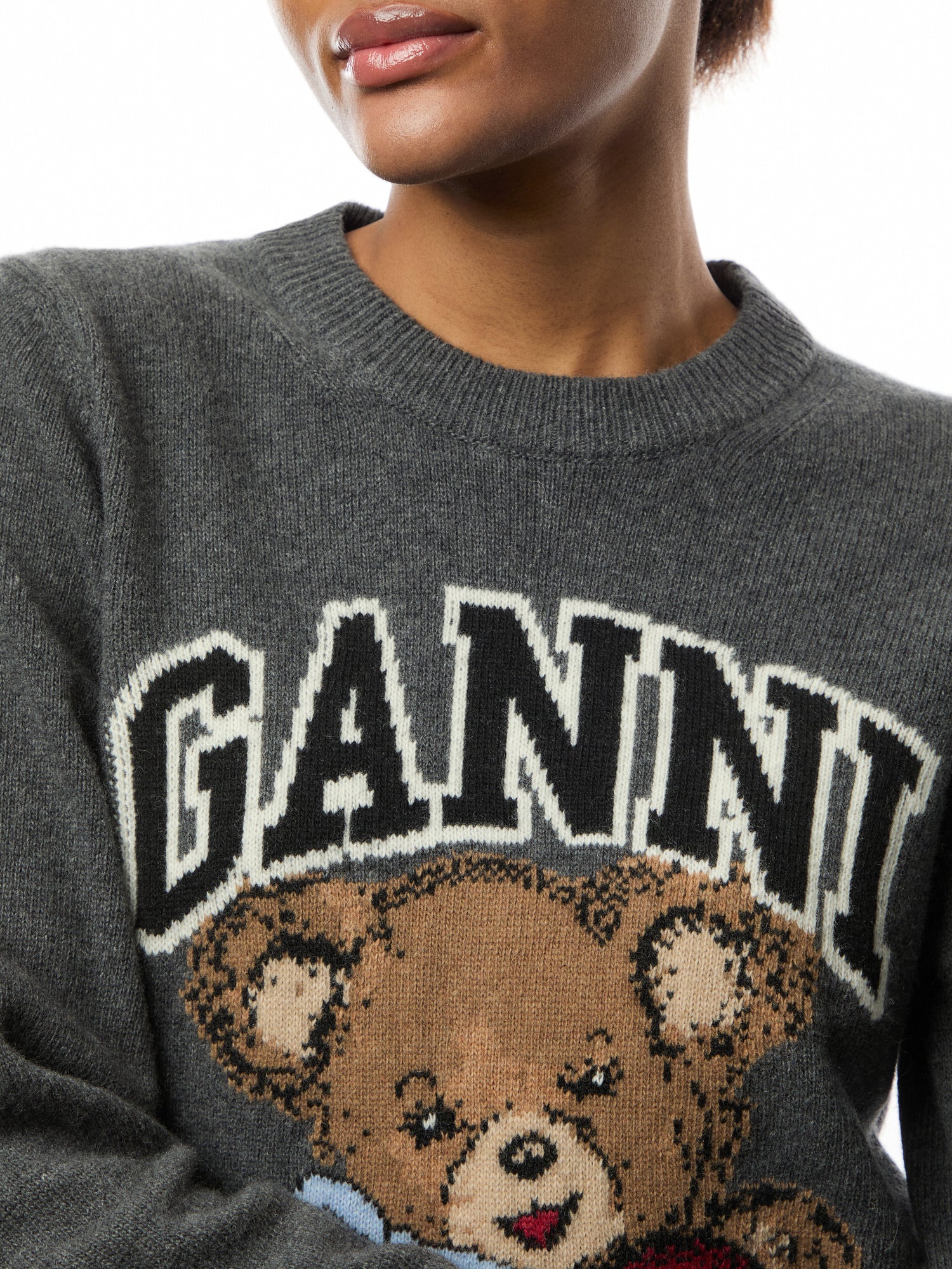 Graphic Wool Mix Bear Crewneck