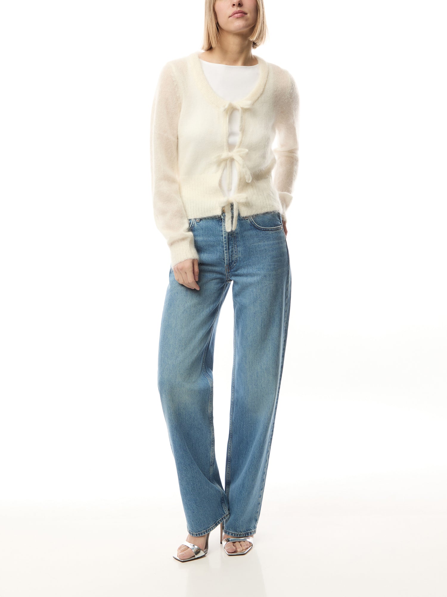 Light Mohair Tie String Cardigan