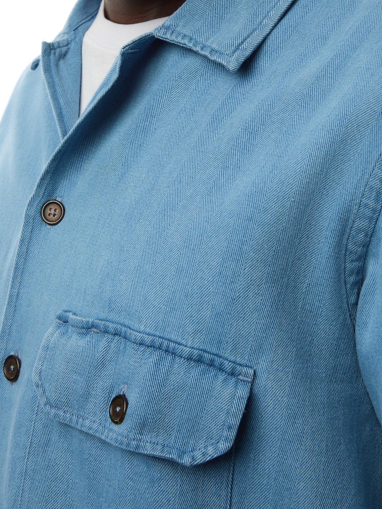 Washed Indigo Herringbone Utility Shirt